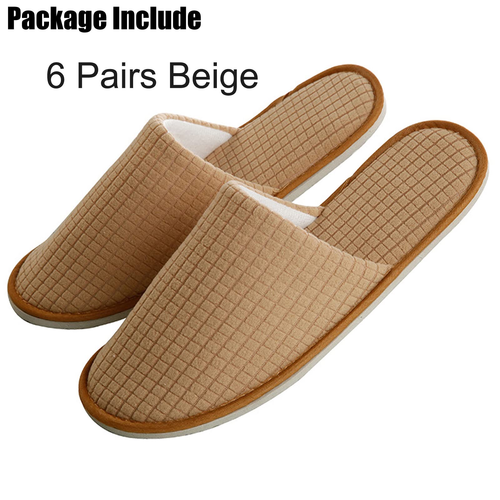 6 Pairs Disposable SPA Slippers for Hotel Guests - Soft Cushioned Non-Slip Slides for Women & Men - Washable & Reusable - Perfect for Spas, Hotels, Home Use and Travel Accessories