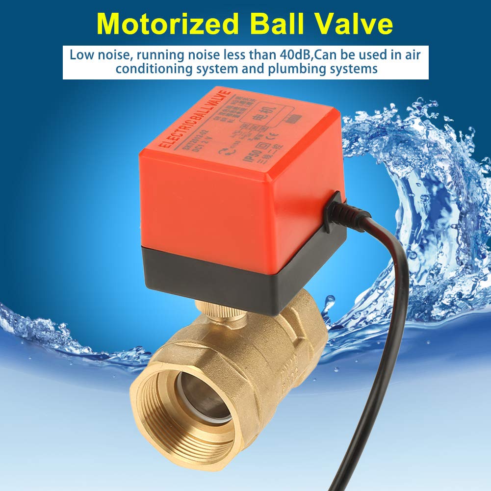 12V DC Motorized Brass Ball Valve, 1-1/2