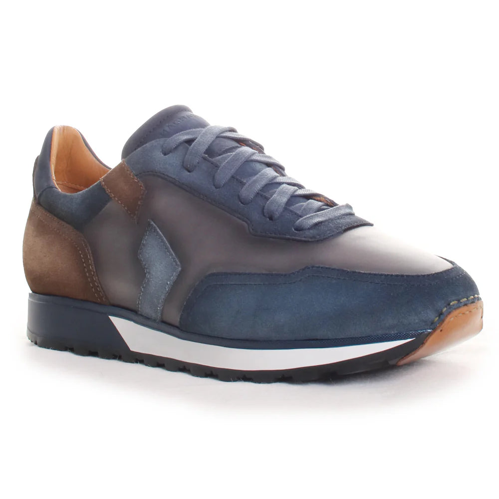 MAGNANNI Navy Aero Sneakers for Men - Premium Leather Casual Shoes | Perfect for Work, Travel & Everyday Wear
