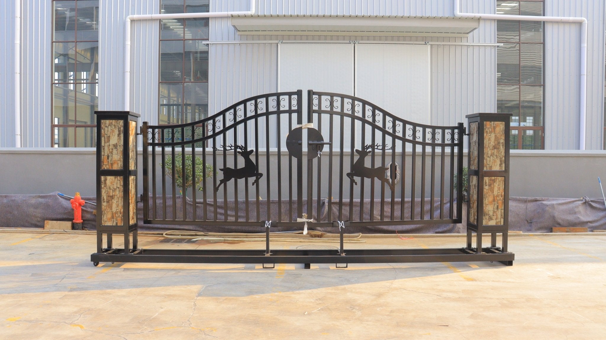 20 FT Heavy Duty Farm Gate & Driveway Entry Kit - Black Steel Deer Fence Gate | TM2006NCE201 | Perfect for Ranch, Farm, and Rural Property Security