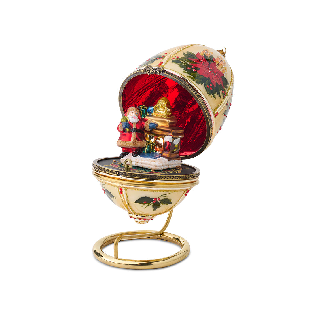 Santa's Arrival Musical Egg - Christmas Holiday Decorative Singing Ornament for Tree & Home Decor | Perfect Gift for Kids & Family
