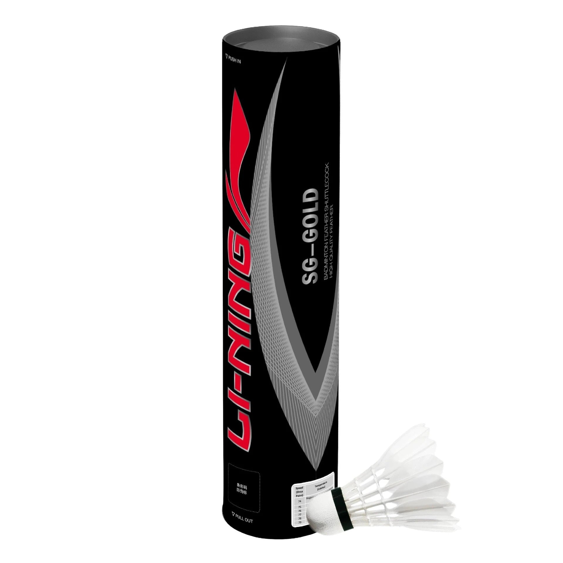 Li Ning Badminton Feather Shuttlecocks SG GOLD - 12 Pack, Speed 76 - Premium Quality for Professional & Recreational Play - Perfect for Tournaments & Training Sessions