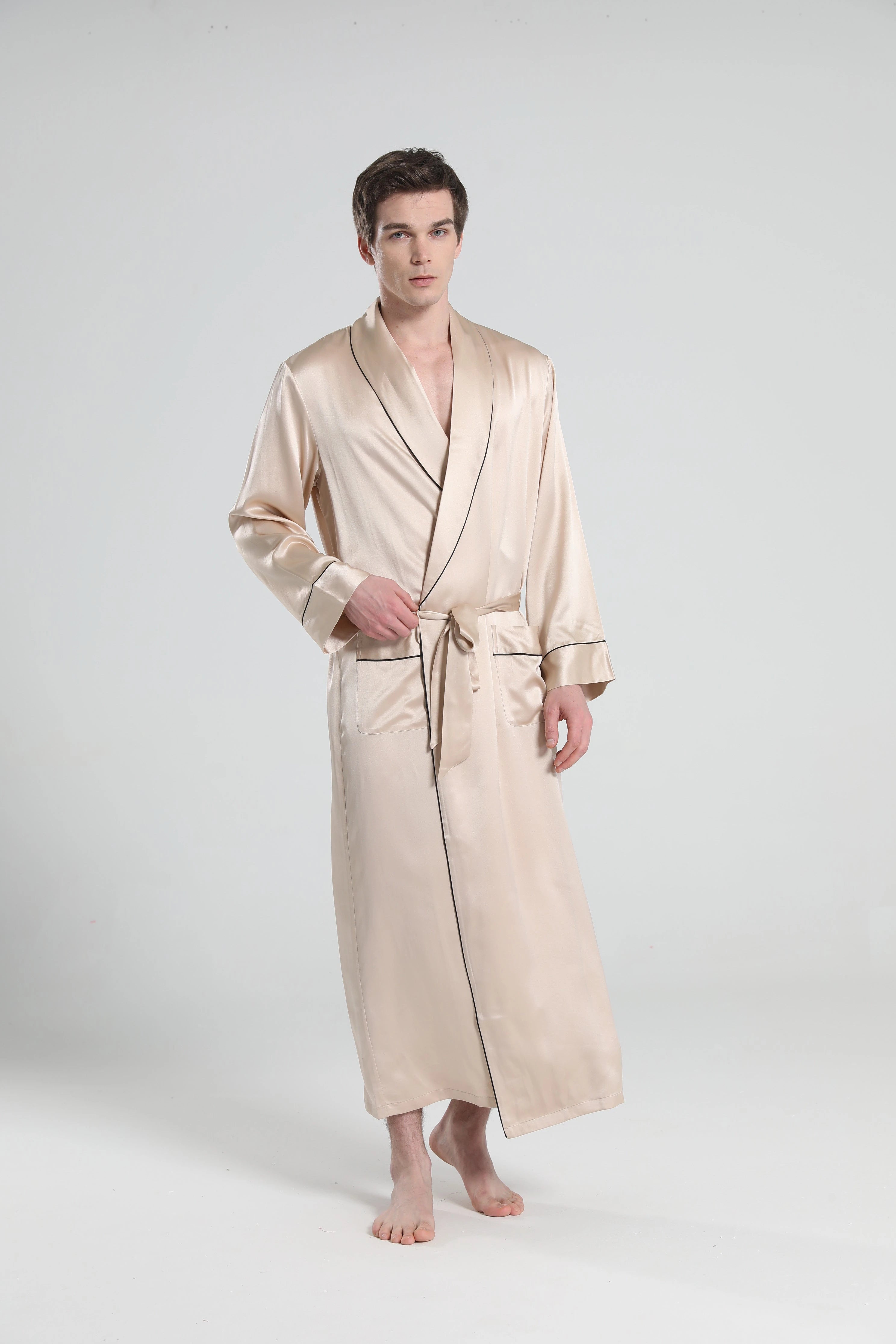 22 Momme Premium Silk Robe Pajamas for Men - Luxury Sleepwear & Lounge Wear for Home Comfort & Relaxation