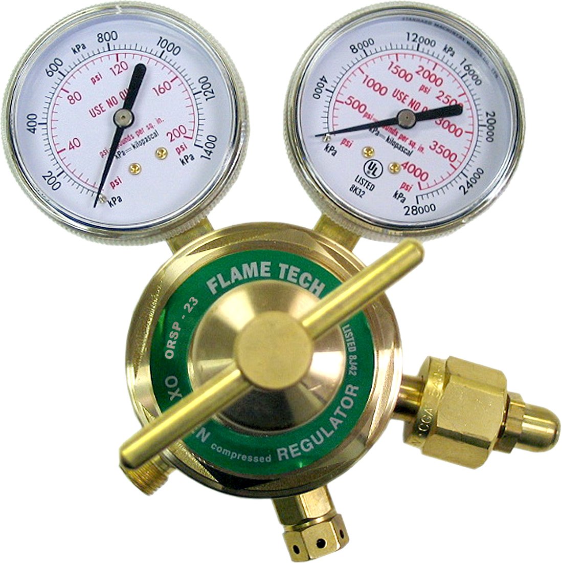 FlameTech ORSP-23 Medium-Heavy Duty Oxygen Regulator - Victor Compatible - USA Tested - for Welding, Cutting & Industrial Gas Applications
