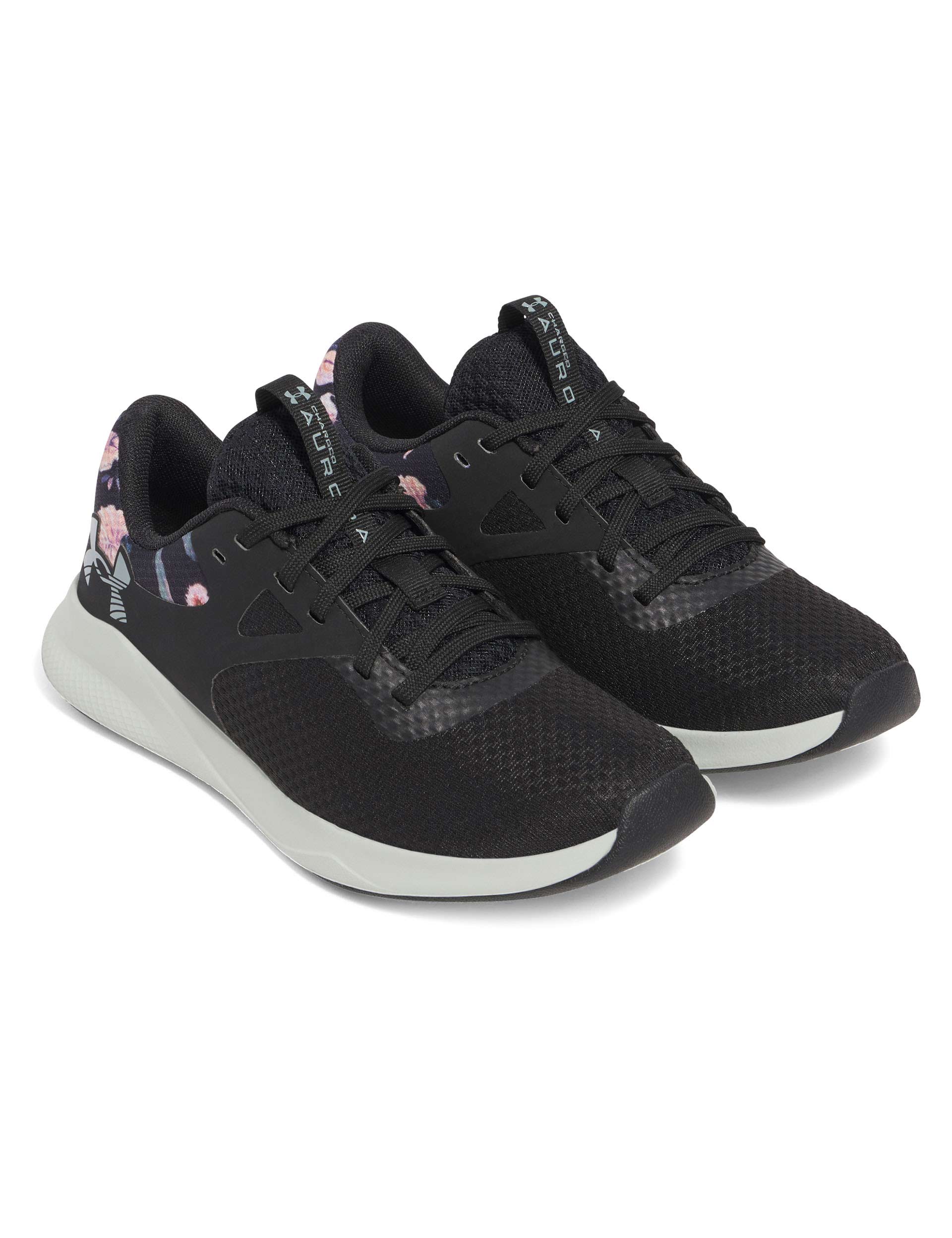 Charged Aurora 2+ Training Shoes for Men & Women - Black/Hydro Green/Metallic Warm Silver - Gym Workout & Cross Training Sneakers