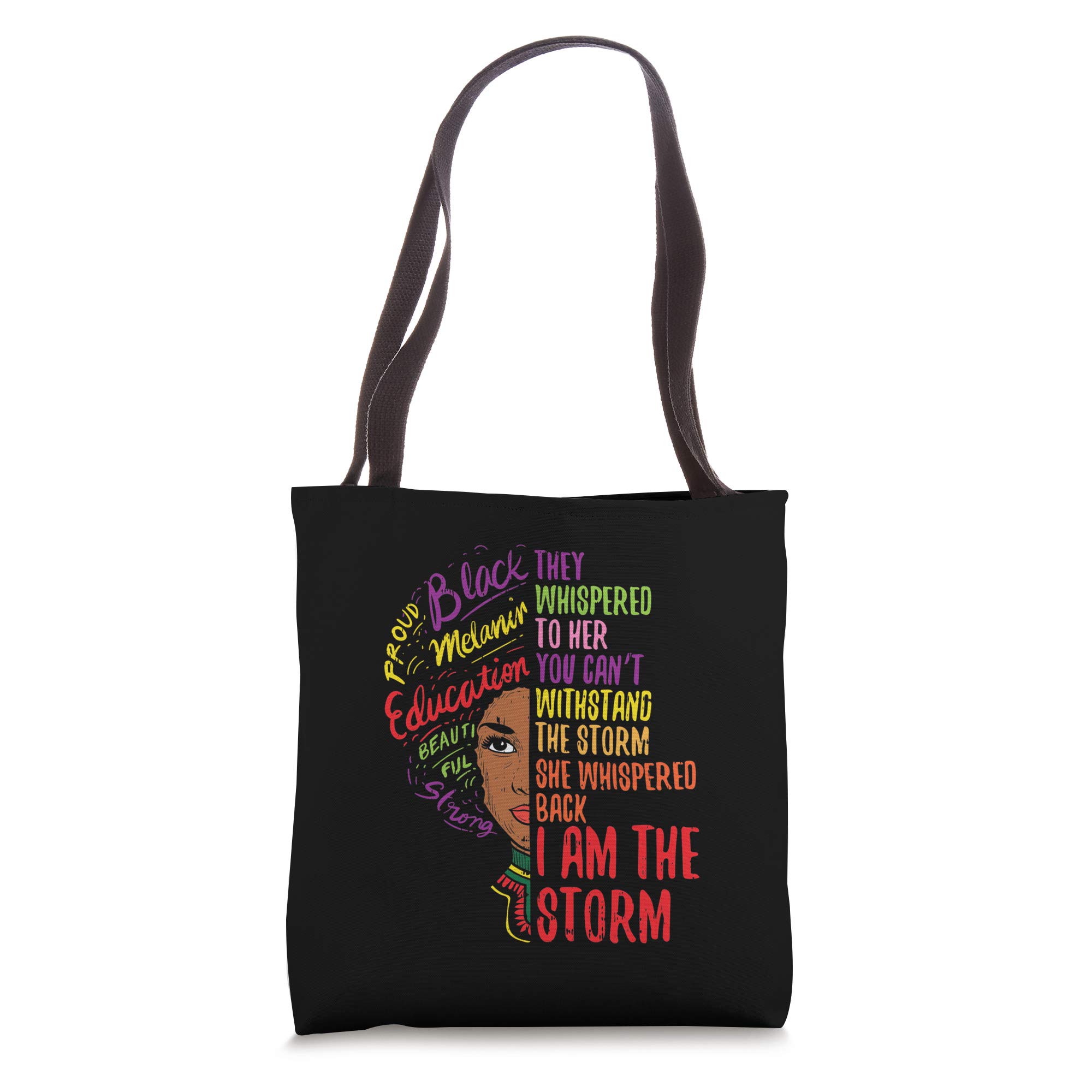 Black Pride Melanin BLM Tote Bag for Women - Whisper Storm Afro Woman Design - Perfect for Protests, Shopping & Everyday Use