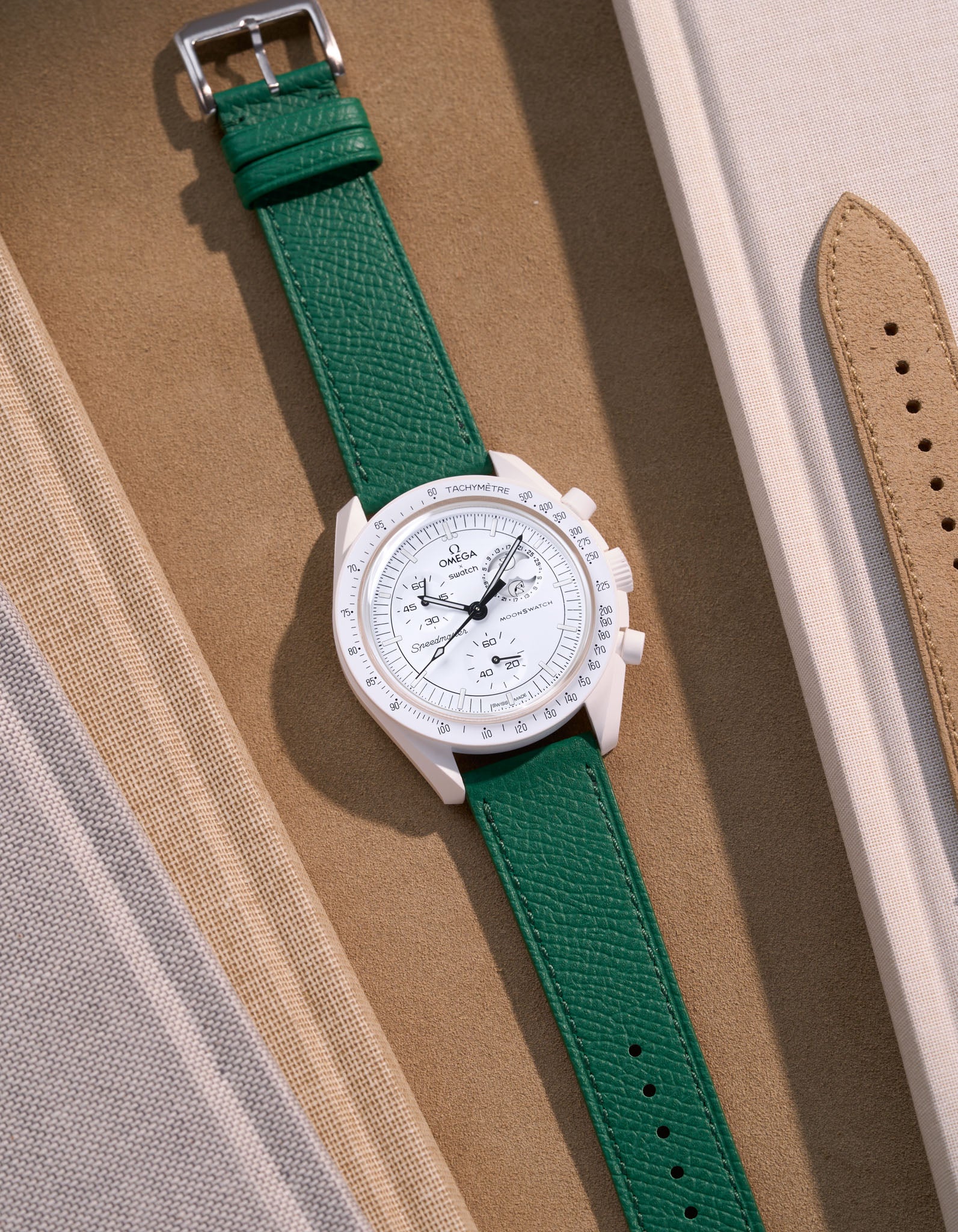 Omega X Swatch Mission to the Moonphase Full Moon Genuine Leather Watch Straps - Replacement Band for Moon Watch - Perfect for Dress Watches, Casual Wear & Space-Themed Collections