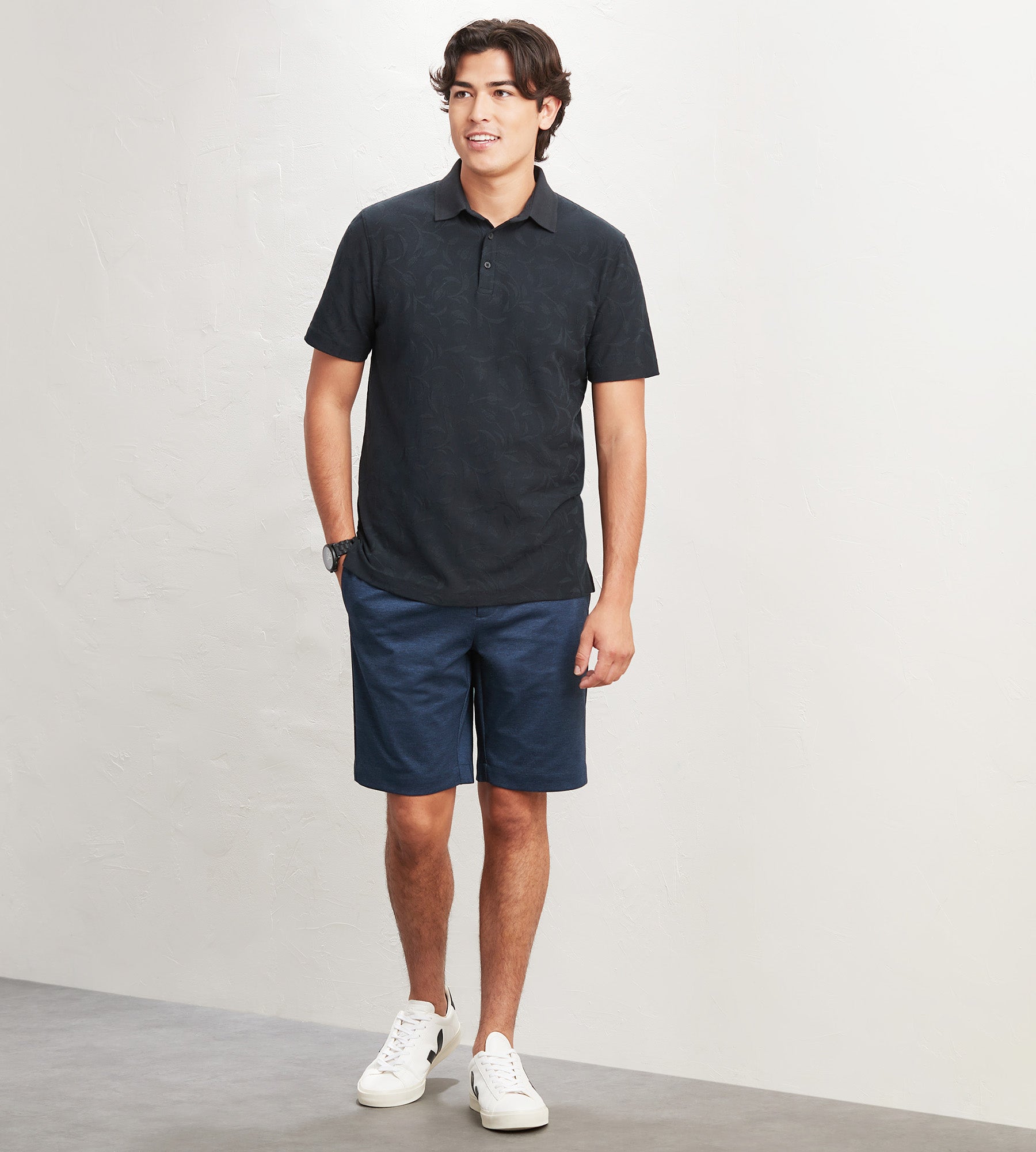 Modern Fit Short Sleeve Jacquard Polo Shirt for Men - Breathable & Stylish Button Down Casual Shirt - Perfect for Office, Golf, and Summer Outings