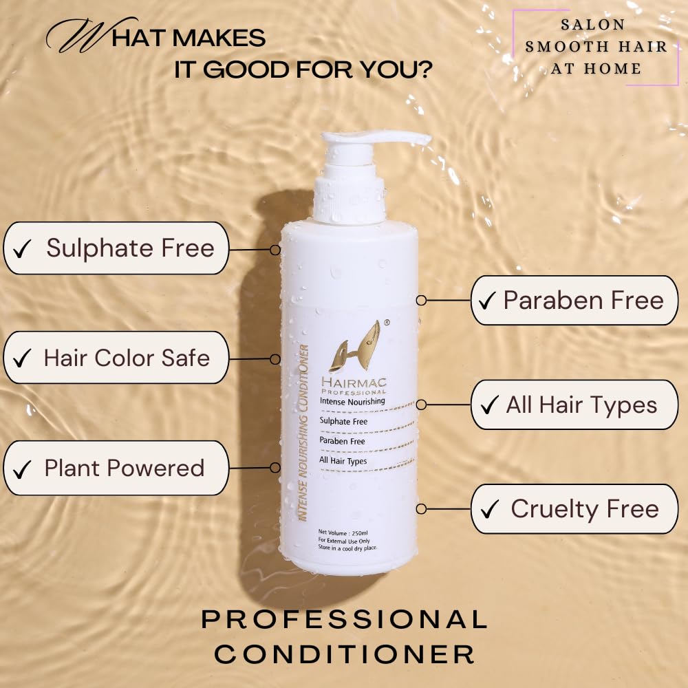 Hairmac Sulfate Free Conditioner 250ml - Hydrating & Nourishing Hair Treatment for Dry, Damaged Hair - Perfect for Daily Use & Color-Treated Hair