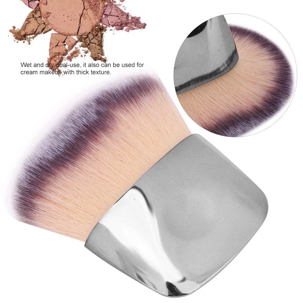 Premium Dual-Ended Makeup Brush - Soft Bristles for Loose Powder & Blush - Perfect for Liquid, Cream & Powder Cosmetics - Professional Beauty Tool for Flawless Blending (Silver) - Ideal for Everyday Makeup & Travel Touch-Ups