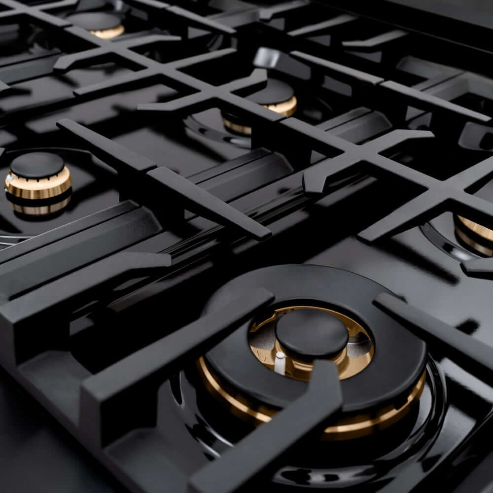 ZLINE 48-Inch 6.7 cu. ft. Black Stainless Steel Double Oven Gas Range with 8 Brass Burners (CGRB BR 48) - Perfect for Large Kitchens, Home Chefs & Entertaining