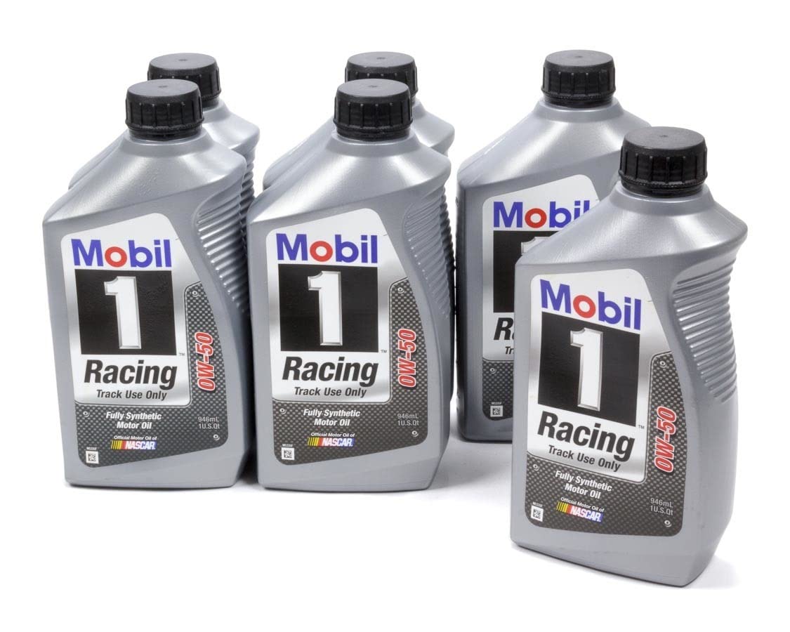 Mobil 1 0W-50 Full Synthetic Racing Motor Oil - 1 Quart (6-Pack) | High Performance Engine Protection for Track & Street Racing Cars