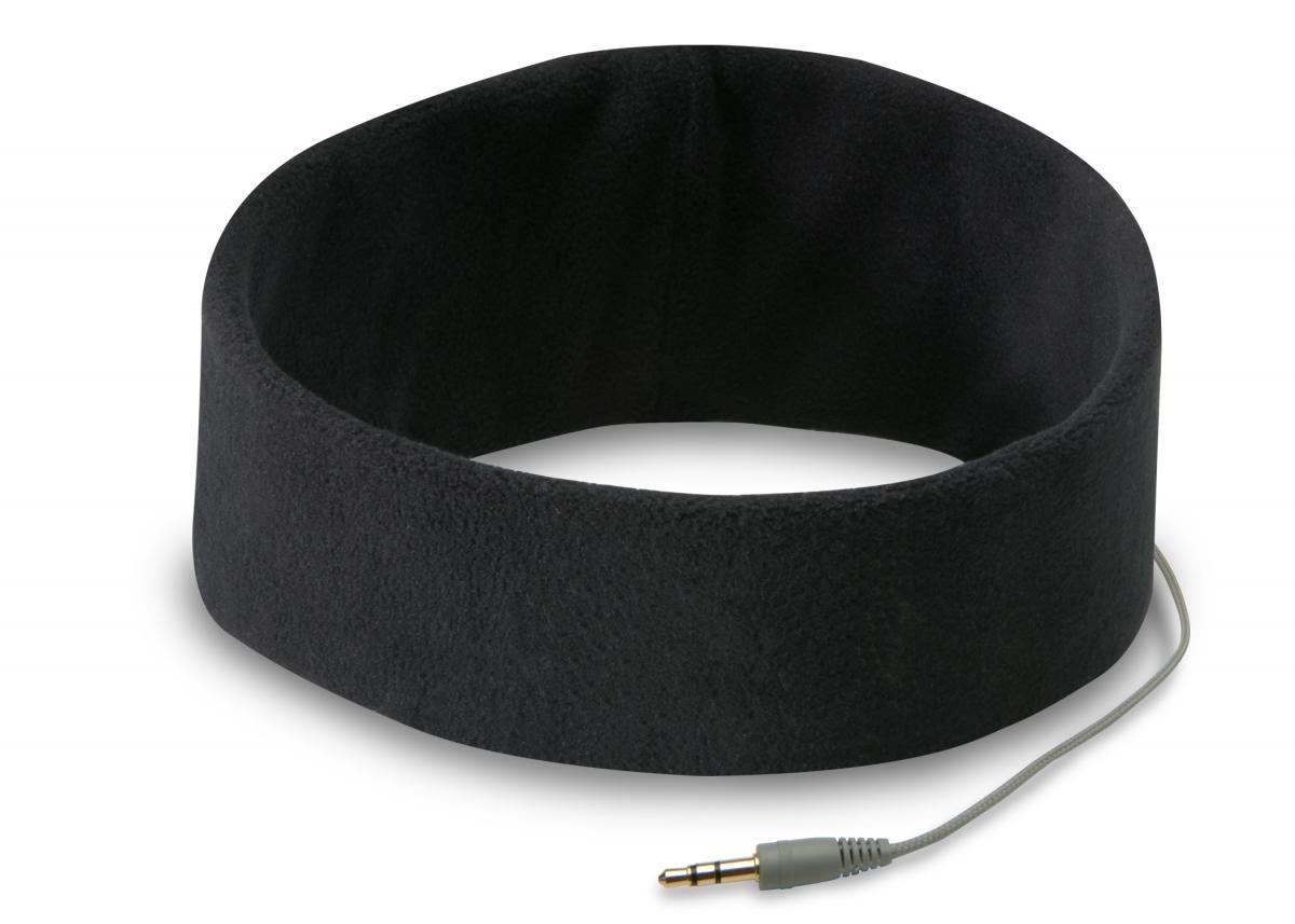 AcousticSheep SleepPhones Classic - Comfortable Corded Headphones for Sleeping, Travel & Relaxation | Original Fleece Headband with Built-in Speakers | Midnight Black (Size S) | Perfect for Insomnia Relief, Meditation & Airplane Travel