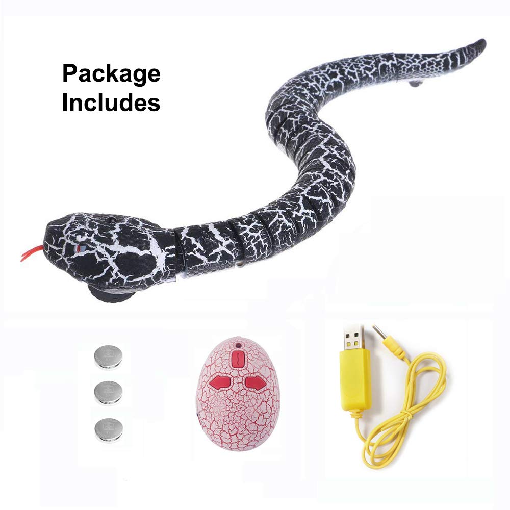Ufurty Realistic Remote Control RC Snake Toy - Fast Moving Robotic Rattlesnake with USB Rechargeable Battery & Snake-Egg Controller - Scary Trick Toy for Kids Outdoor Play, Halloween Pranks, and Birthday Gifts