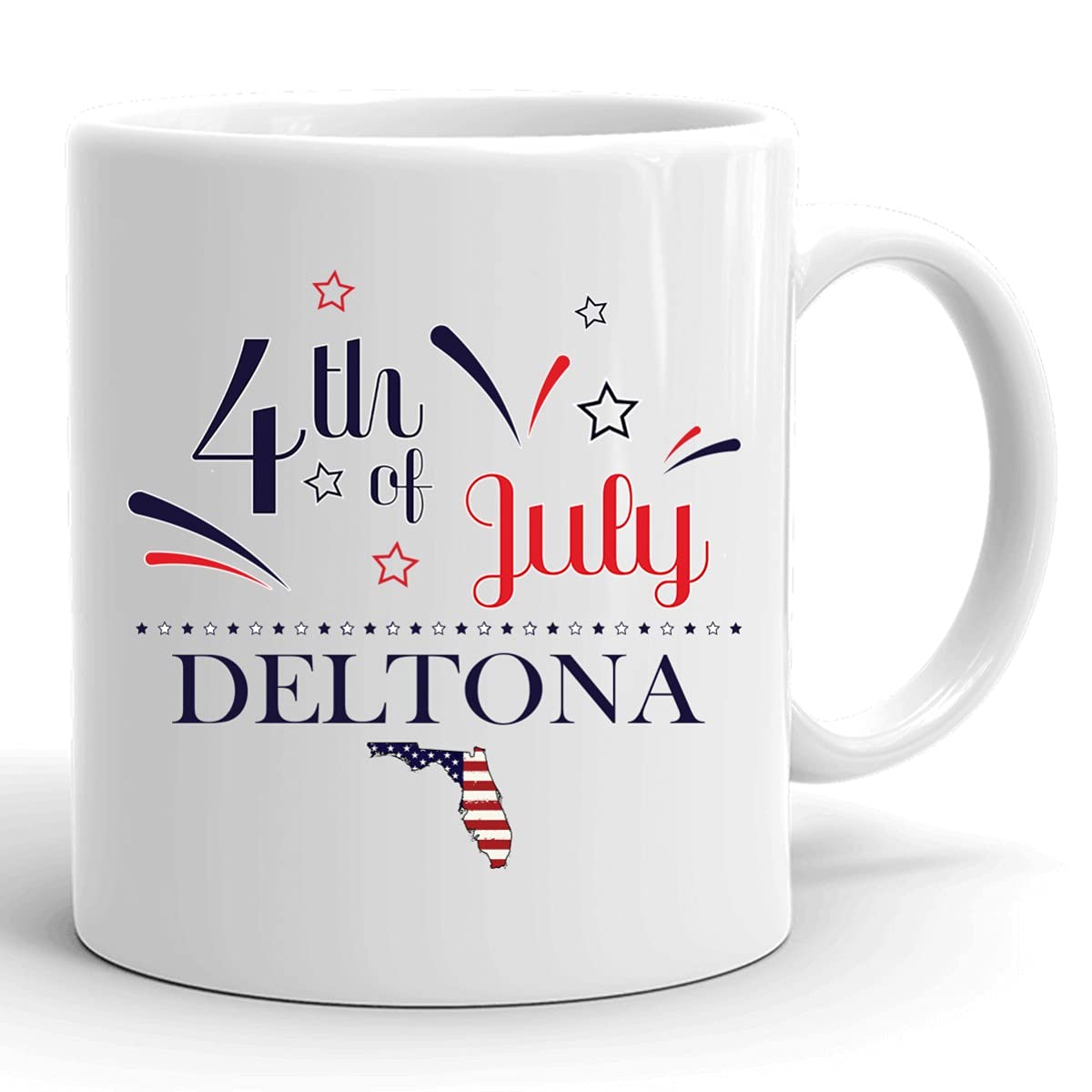 **Personalized 11oz Coffee Mug with USA Flag - Custom Independence Day Cup for Deltona Florida, Happy 4th of July Gift - Perfect for Home, Office, or Patriotic Celebrations**