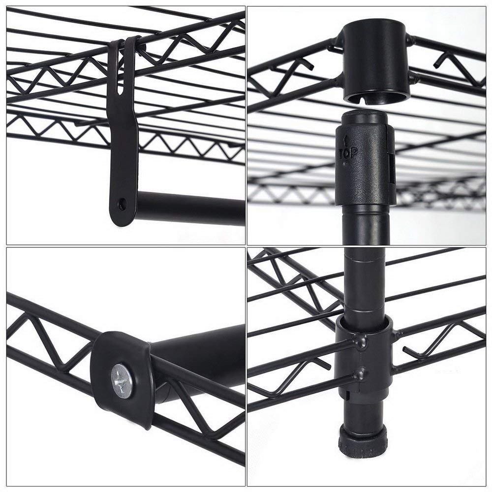 Heavy Duty 4-Tier Garment Rack with 3 Hanging Rods - Freestanding Closet Storage Organizer, Metal Clothes Rack for Bedroom, Laundry Room or Retail Store - Max Load 396.9 lbs, Black - Perfect for Home Organization and Commercial Clothing Display