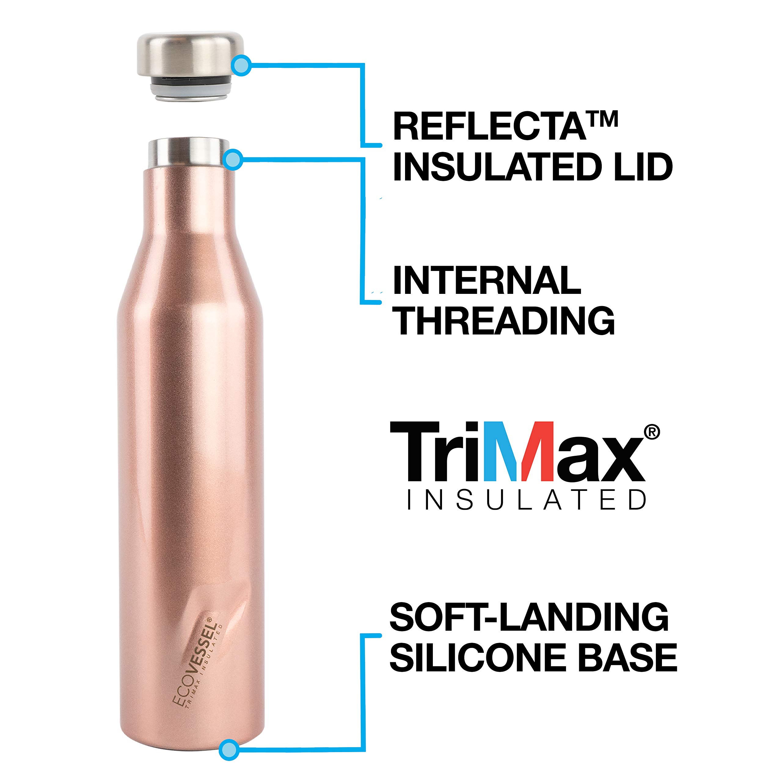 EcoVessel Aspen TriMax Vacuum Insulated Stainless Steel Water Bottle & Wine Tumbler - 16oz & 25oz - Leakproof, BPA-Free for Hiking, Gym, Office & Travel