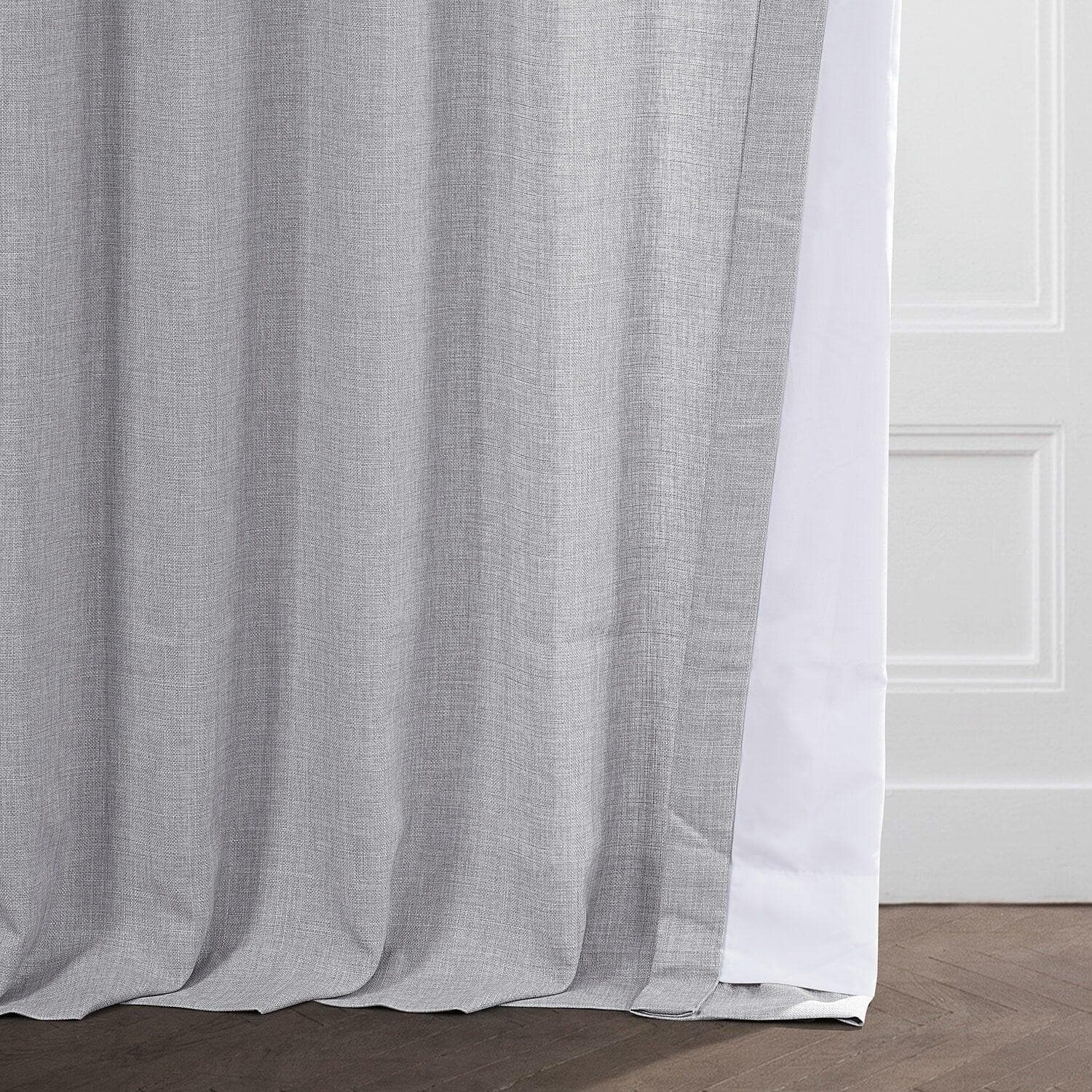 Elegant Grey Italian Faux Linen Blackout Curtains - Room Darkening Window Drapes for Bedroom & Living Room - Noise Reducing & Thermal Insulated for Better Sleep & Privacy