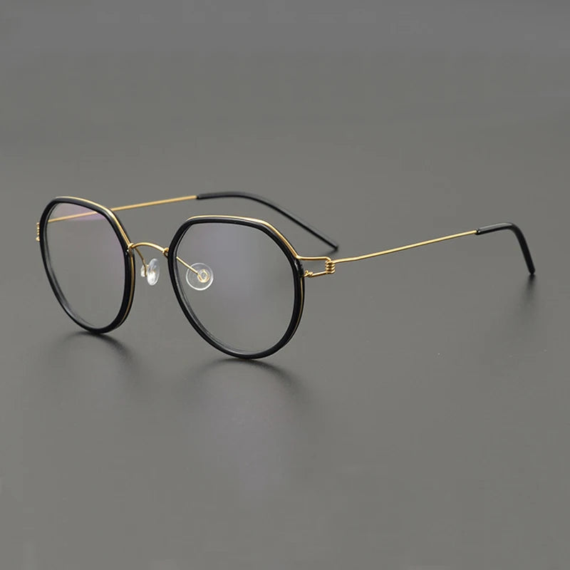 Unisex Black Titanium Flat Top Oval Eyeglasses Frame 6061 - Lightweight & Durable Screwless Design for Men & Women | Perfect for Reading, Work & Fashion Accessories