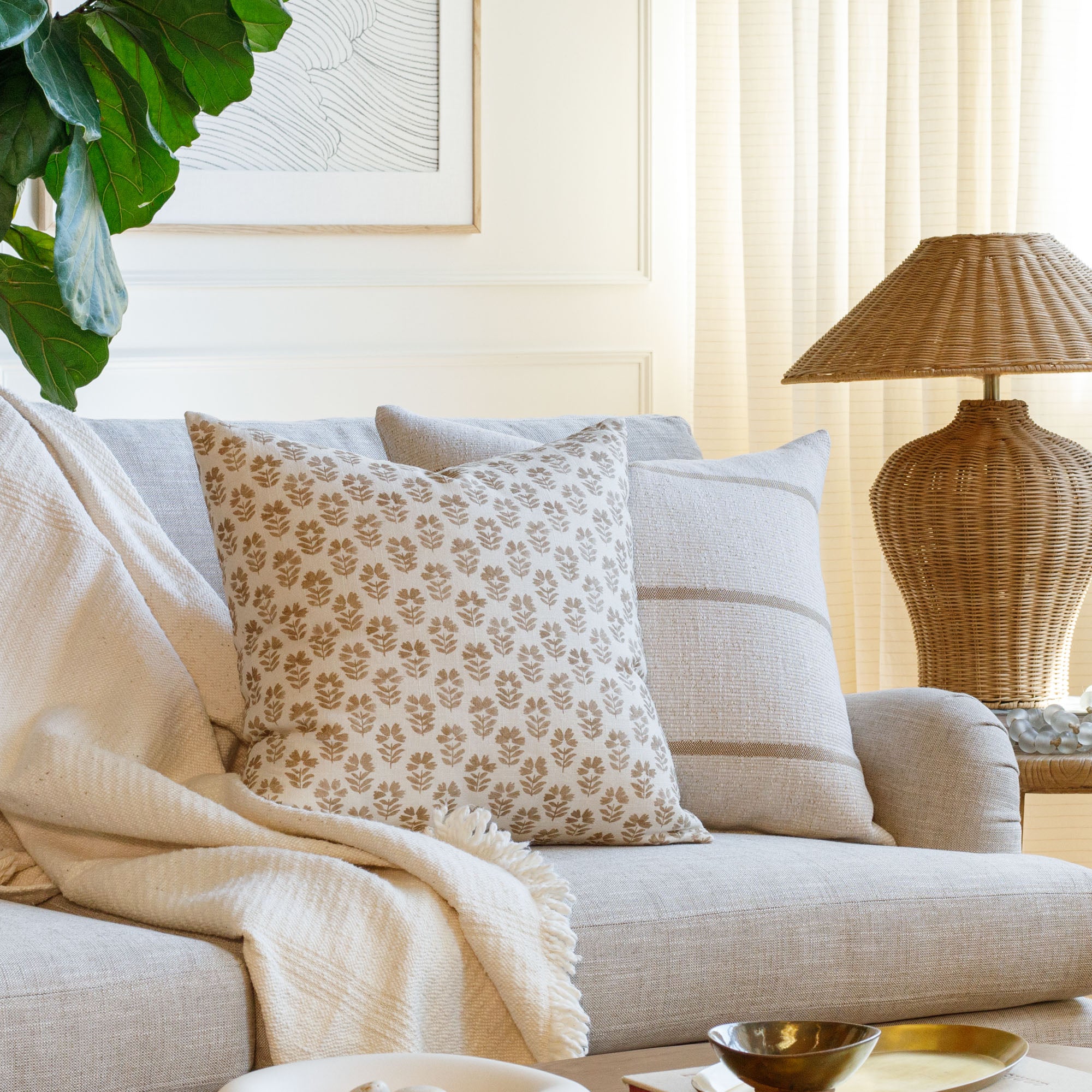 Carmel 20x20 Inch Decorative Throw Pillow Cover - Soft Linen Square Cushion Case in Umber Brown - Perfect for Sofa, Bedroom, and Living Room Decor