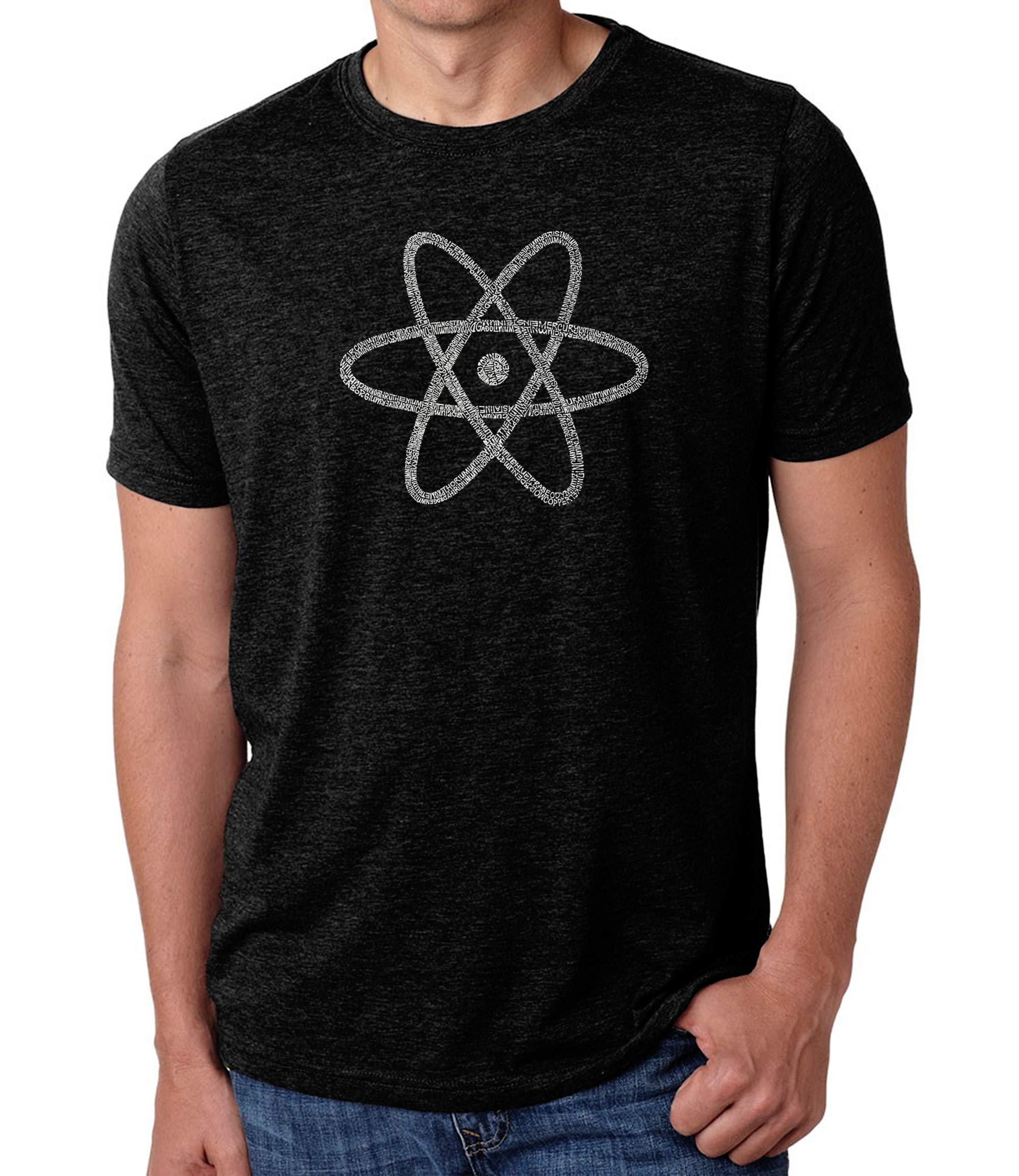LA POP ART Men's Premium Blend Word Art Graphic T-Shirt - Atom Design Casual Tee for Streetwear & Everyday Outfits