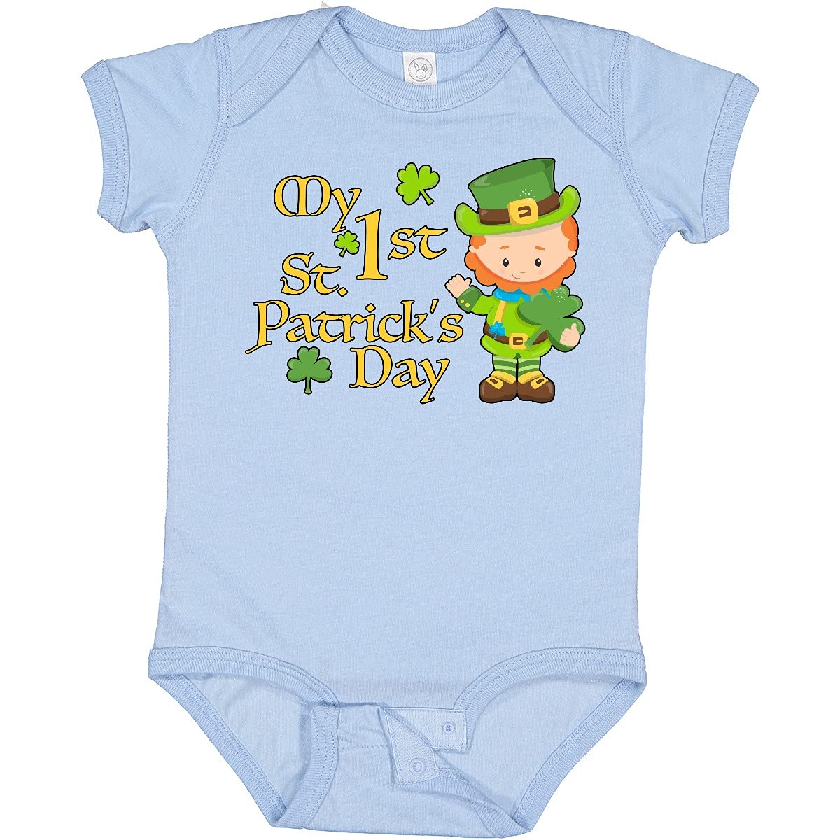 Inktastic My First St. Patrick's Day Baby Bodysuit - Cute Leprechaun & Shamrocks Design for Infants - Perfect for St. Paddy's Day Celebrations, Photo Shoots & Irish-Themed Events