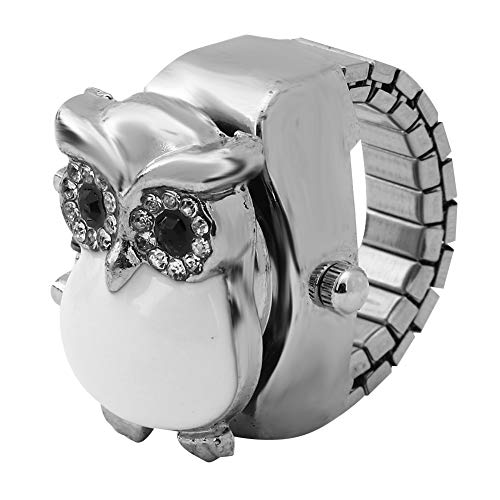 Vintage Flip-Up Cover Quartz Ring Watch for Men & Women - Stylish Finger Watch with White Band - Perfect for Fashion Accessories, Unique Gifts & Everyday Wear