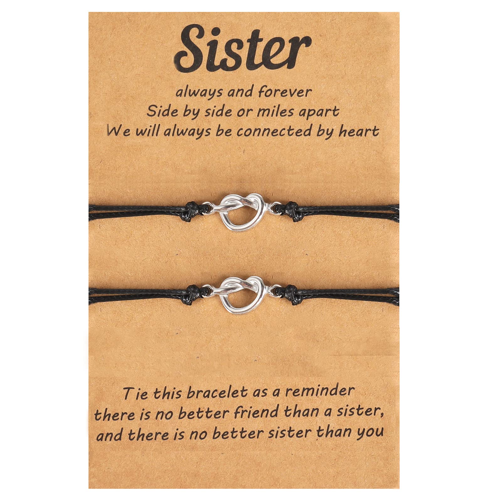 Best Friend Bracelets for 2 or 3 Sisters - Adjustable Knot Friendship Bracelet Set for Teen Girls - Perfect Sister Gifts, Birthday Presents & Matching Jewelry for Best Friends