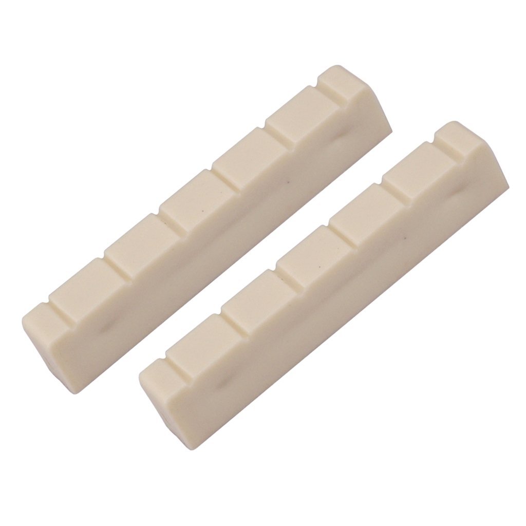 2-Piece Plastic Classical Guitar Nuts for 6-String Acoustic Guitars | Durable Slotted Replacement Parts | Perfect for Guitar Repair & Maintenance