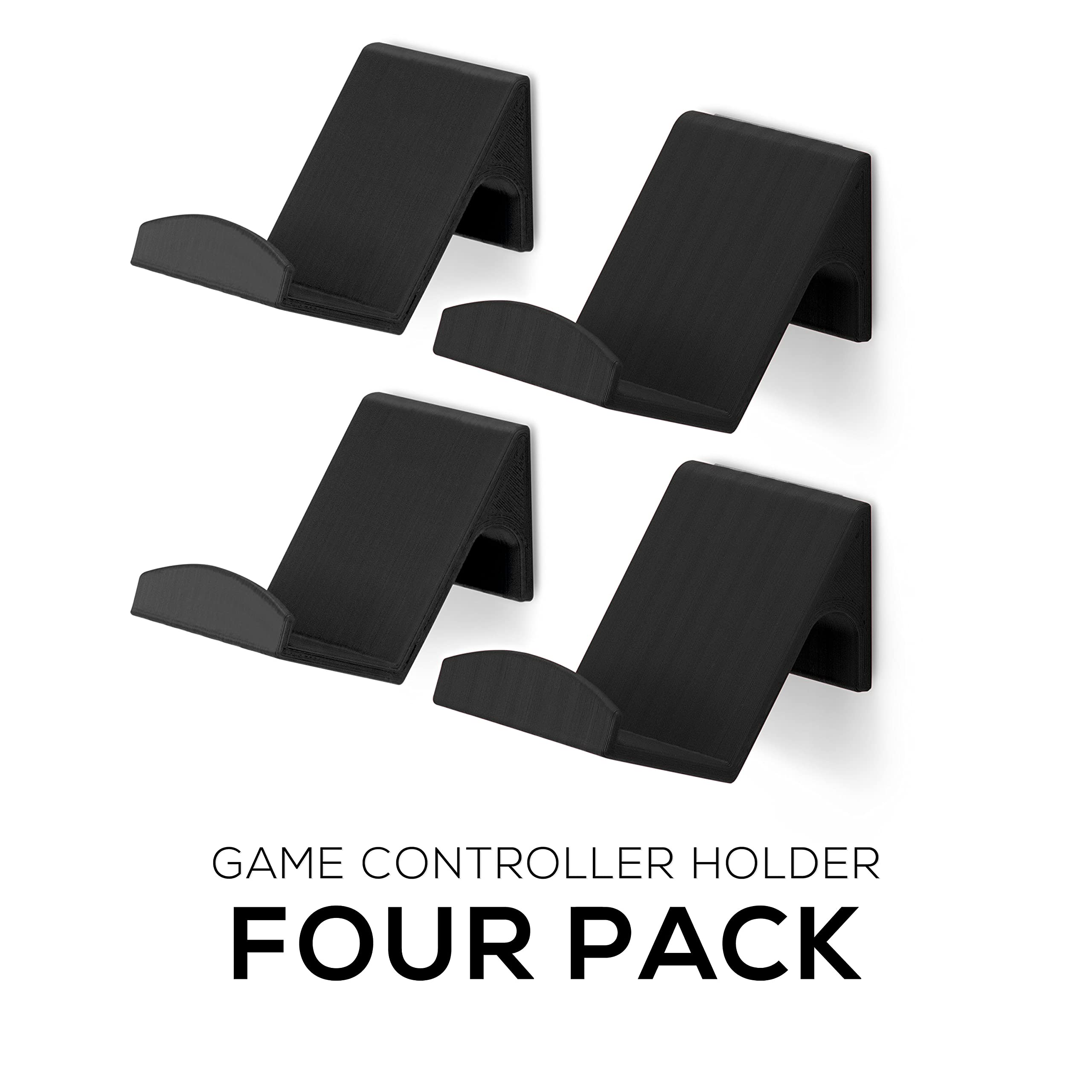 BRAINWAVZ 4-Pack Universal Game Controller Wall Mount Holder - Compatible with XBOX Series X/S, PS5, PS4, PS3, Nintendo Switch & PC Gaming Controllers - Easy Stick-On Installation for Organized Gaming Setup (Perfect for Bedroom, Game Room or Office Organization)
