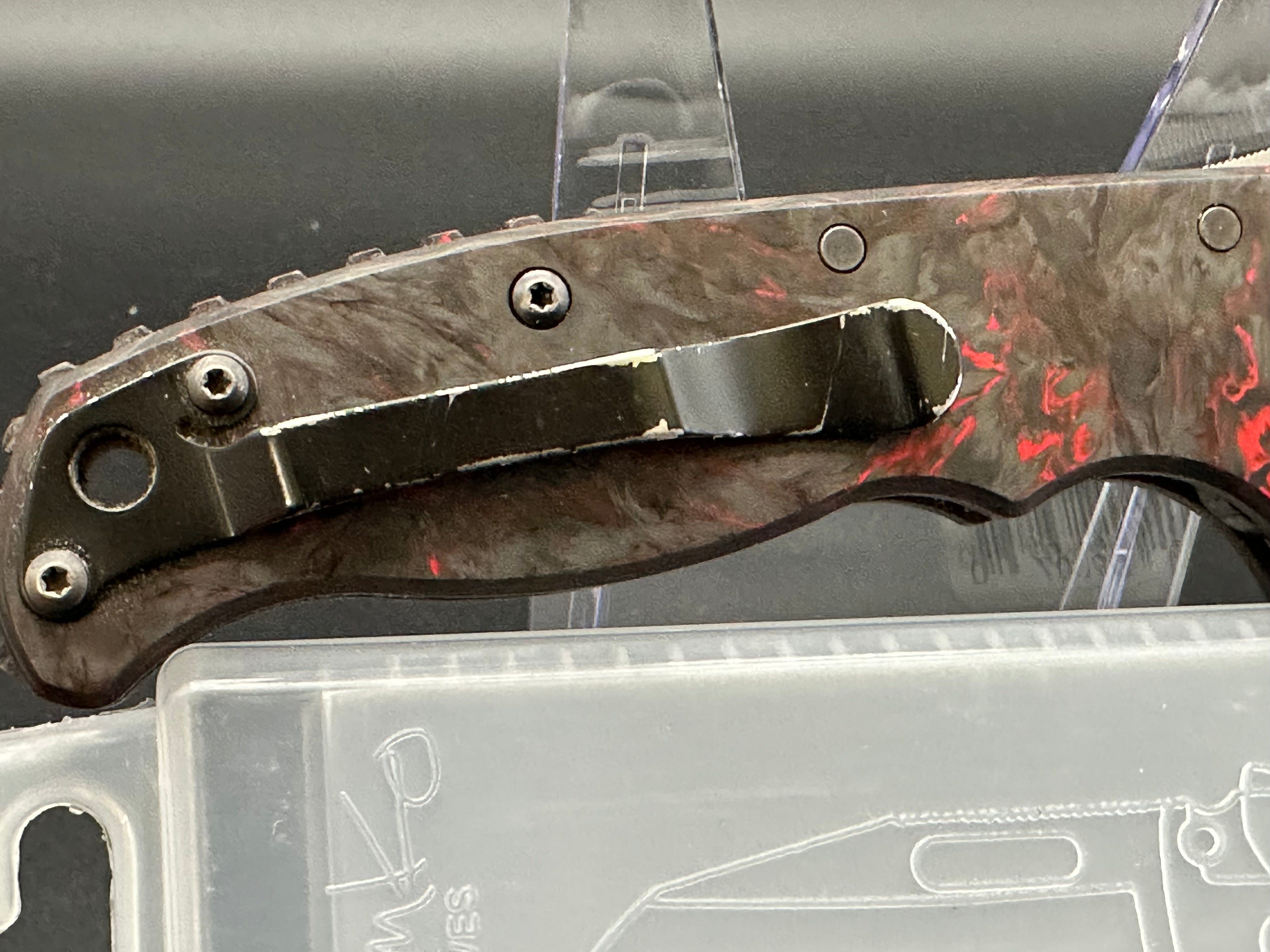 Demko AD20.5 Folding Knife with Red Matter Carbon Fiber Scales - EDC Pocket Knife for Outdoor Camping, Hiking & Everyday Carry