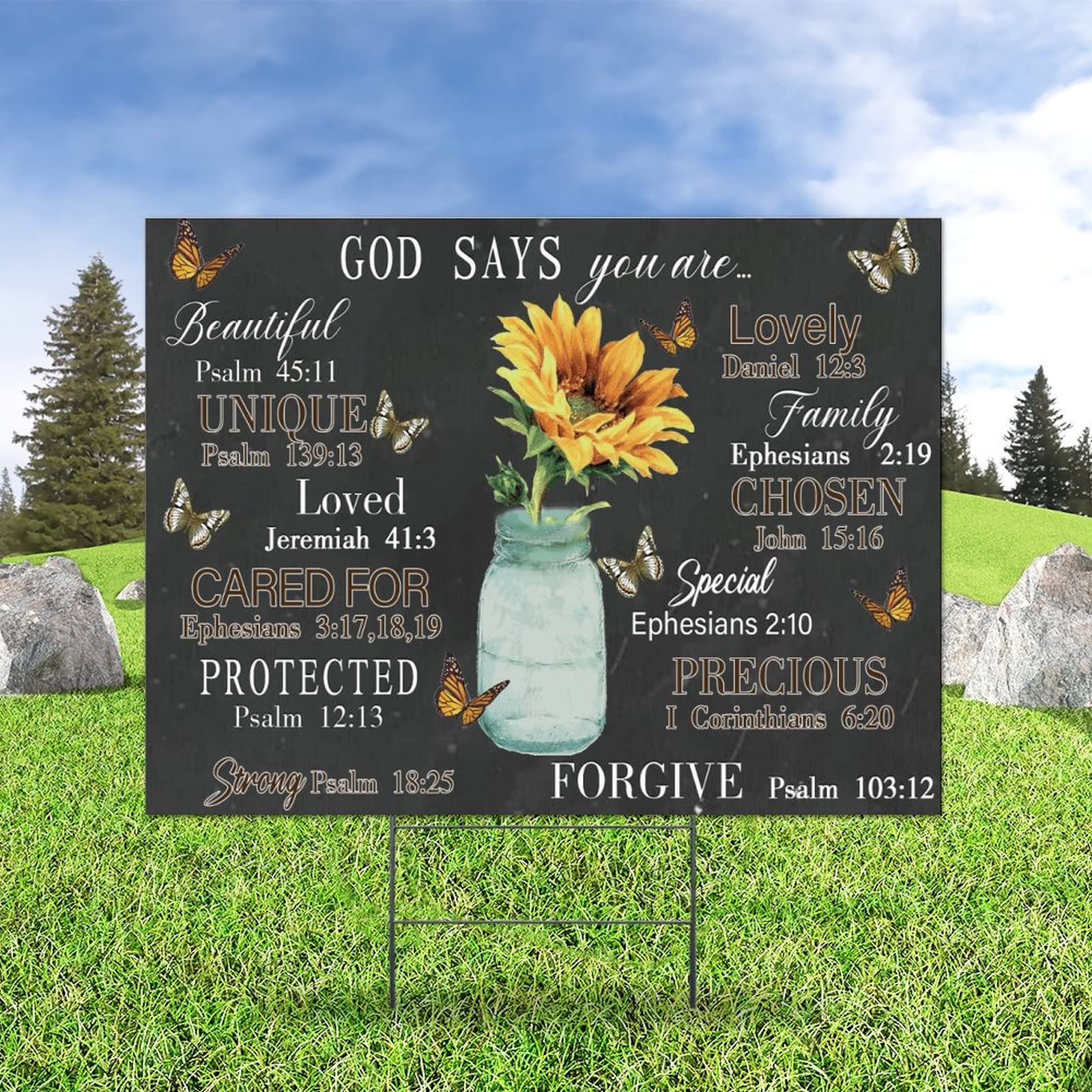 God Says You Are Double-Sided Yard Signs - 18x24in Weather-Resistant Floral Garden Decor for Sales & Events