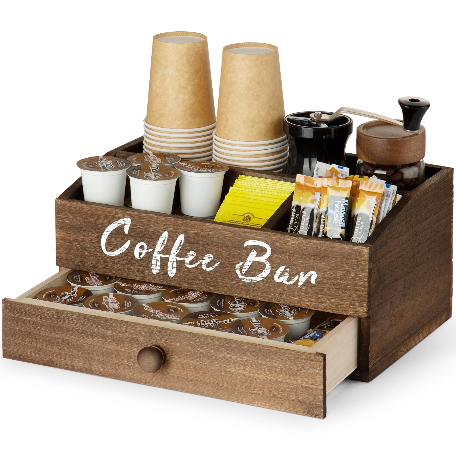 Countertop Coffee Station Organizer with Drawer - Perfect for Kitchen, Office & Small Space Organization