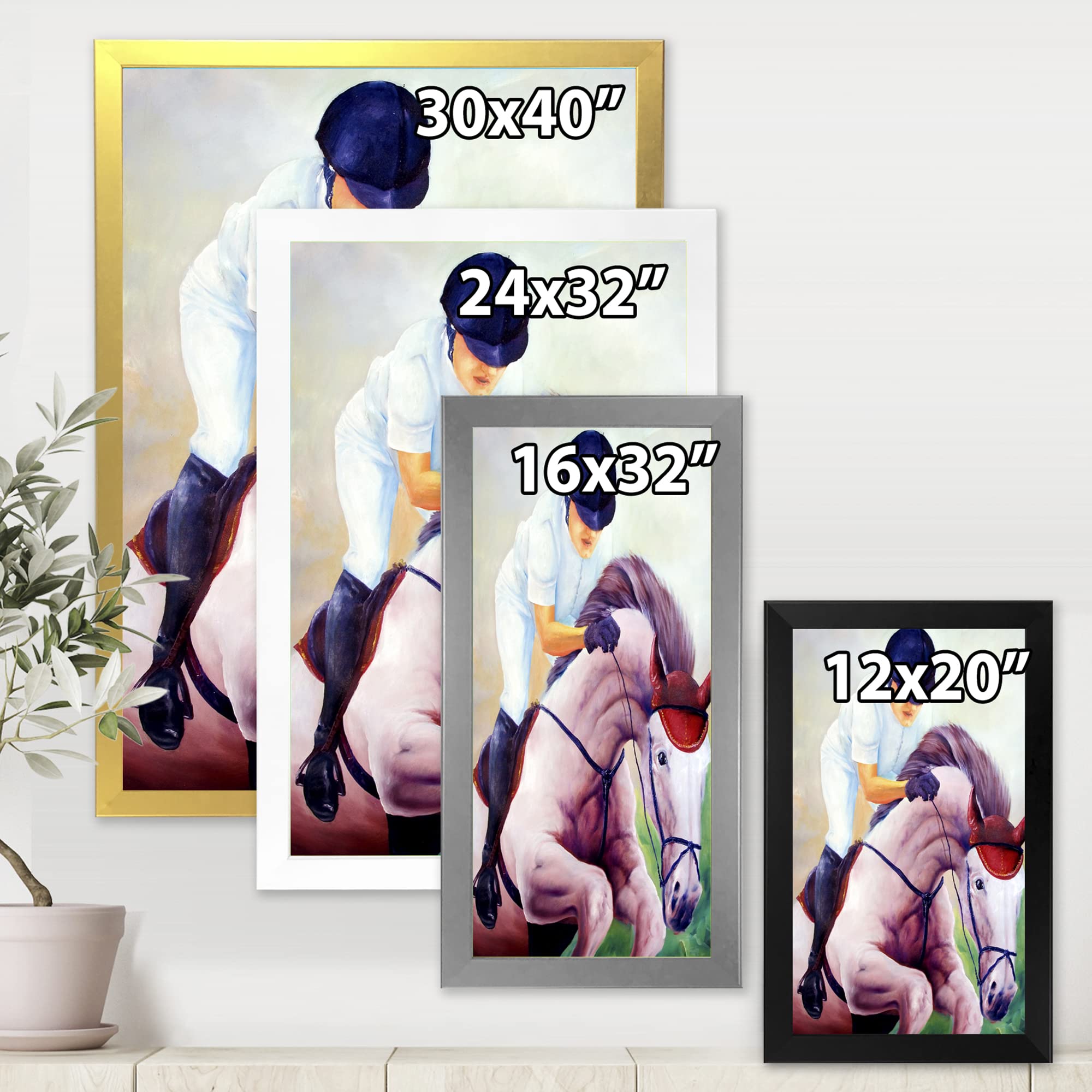 DesignQ Galloping Horse Farmhouse Framed Wall Art - Rustic Home Decor for Living Room, Bedroom & Office