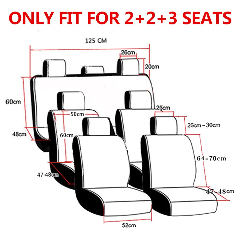 Universal 7-Seat Car Seat Cover Set - Waterproof Leather Protection with 2 Headrests & 2 Lumbar Pillows (Red) - Fits Most SUV & Minivan Models - Perfect for Family Road Trips, Daily Commuting and Pet Protection