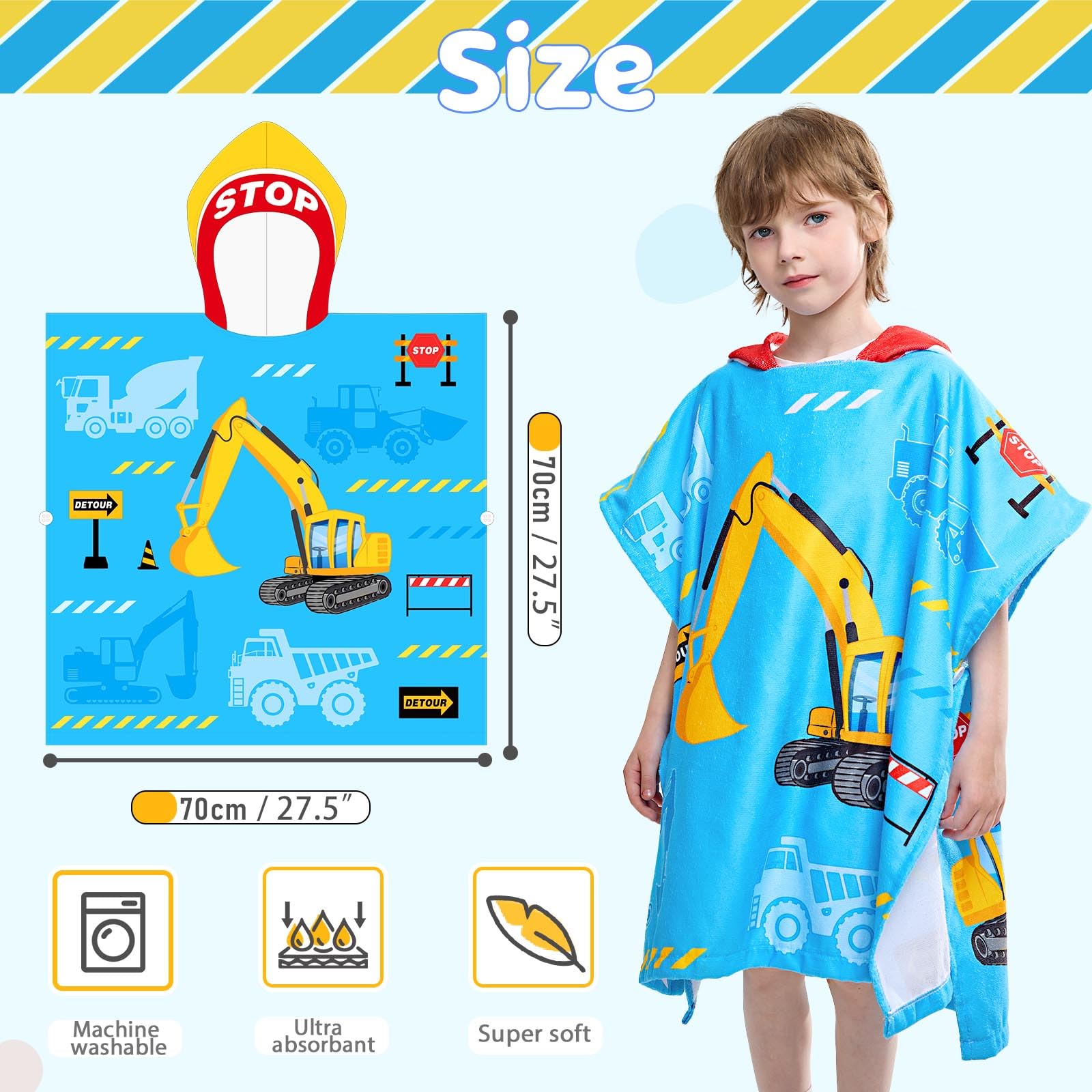 Kids Hooded Beach Towel Poncho - 27