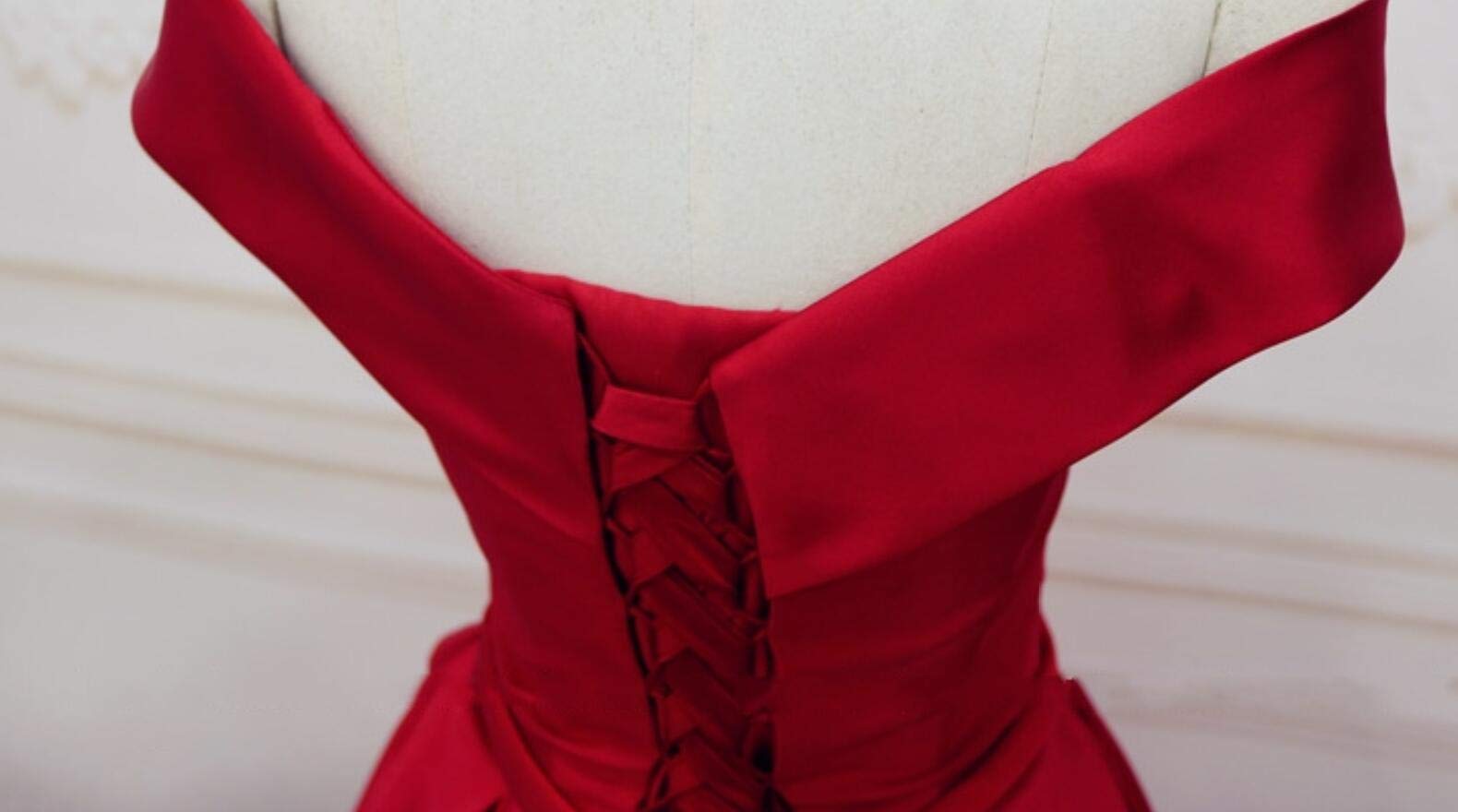 Kivary Long Off The Shoulder Satin V Neck Formal Corset Prom Dress Evening Gown - Elegant Ball Gown for Homecoming, Wedding Guest & Special Occasions
