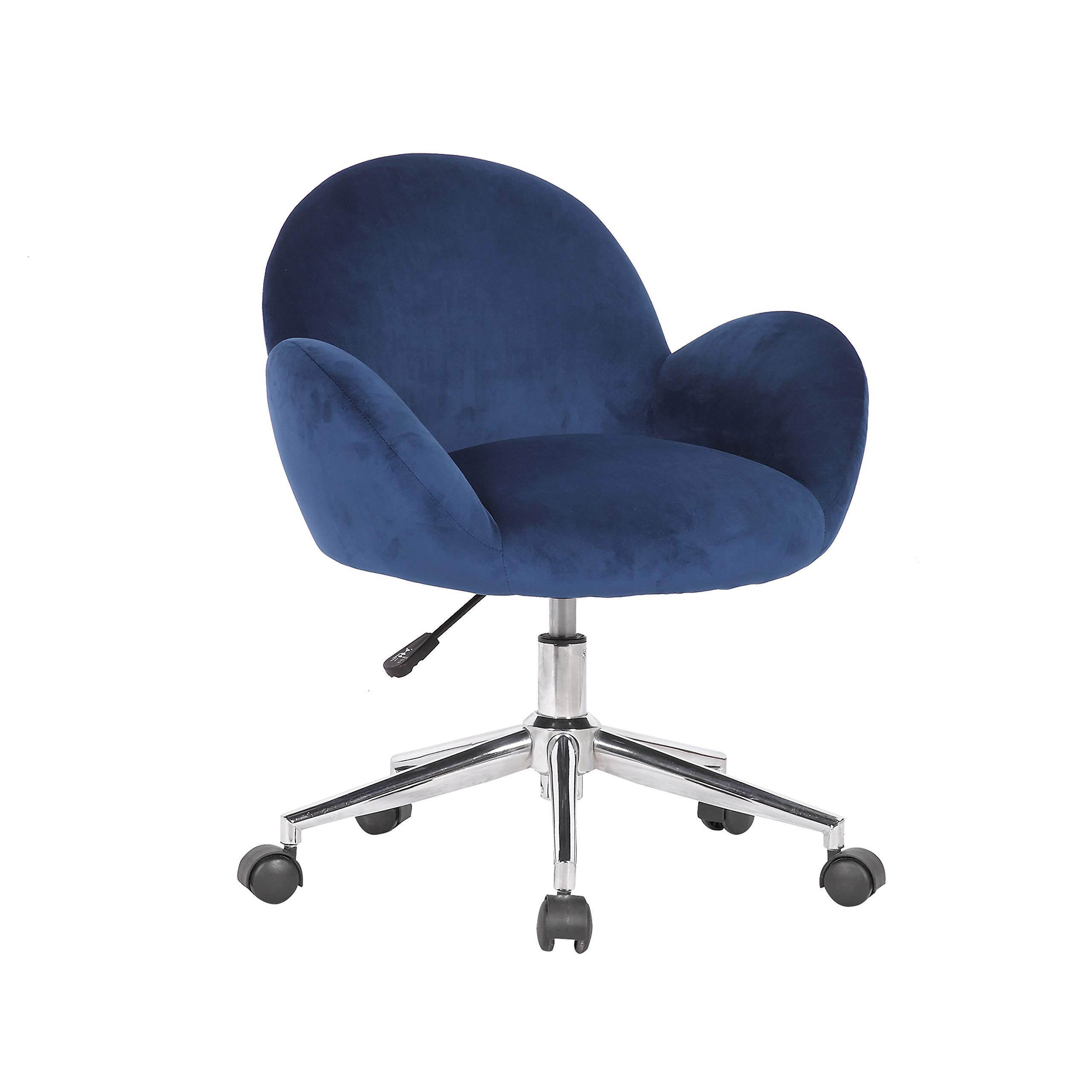 Porthos Home Quon Swivel Office Chair - Soft Velvet Upholstered Ergonomic Desk Chair with Adjustable Height, Rounded Low Back & Chrome Metal Base on Smooth Roller Castor Wheels | Perfect for Home Office, Gaming Setup or Study Room