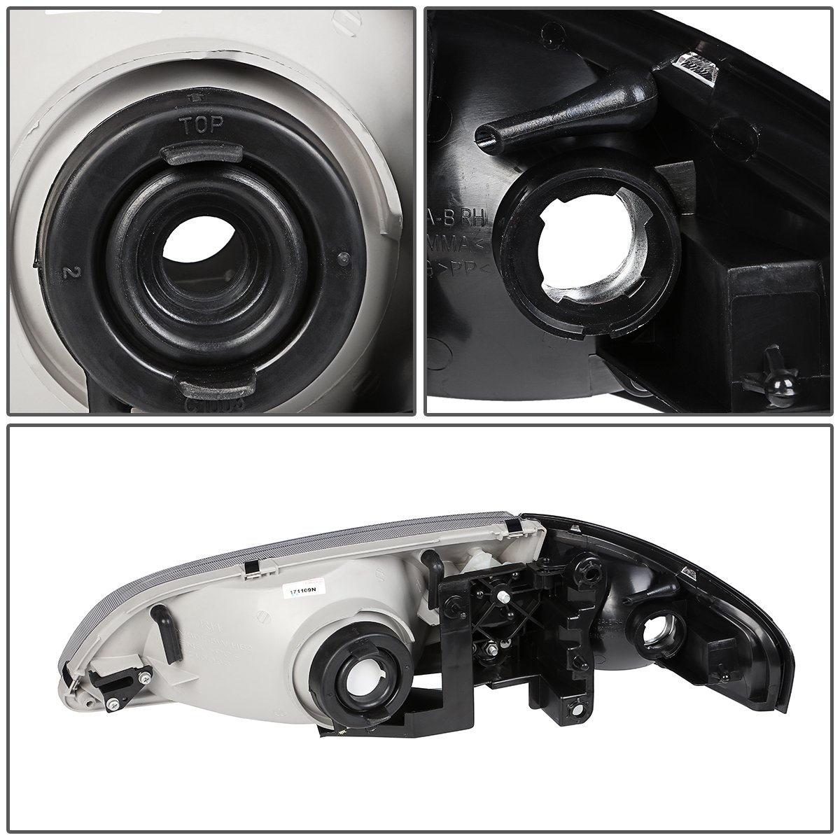 DNA Motoring HL-OH-063-CH-CL1 Chrome Housing Headlights & Corner Lights for 1998-1999 Mazda 626 - Replacement Headlight Assembly with Clear Lens for Improved Night Visibility | Perfect for Daily Driving, Night Commutes & Car Restoration Projects