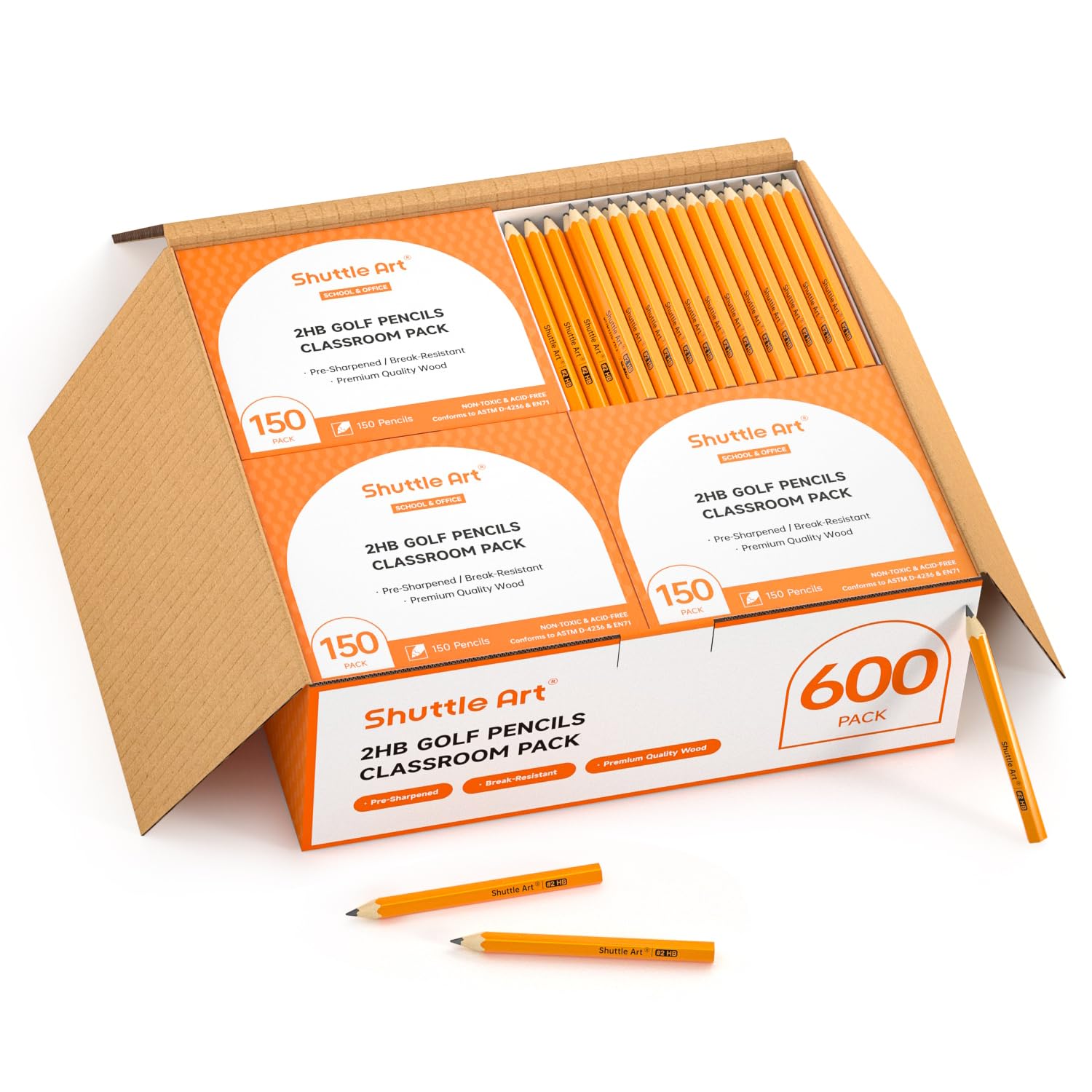 Shuttle Art 600 Pack #2 HB Golf Pencils - 3.5
