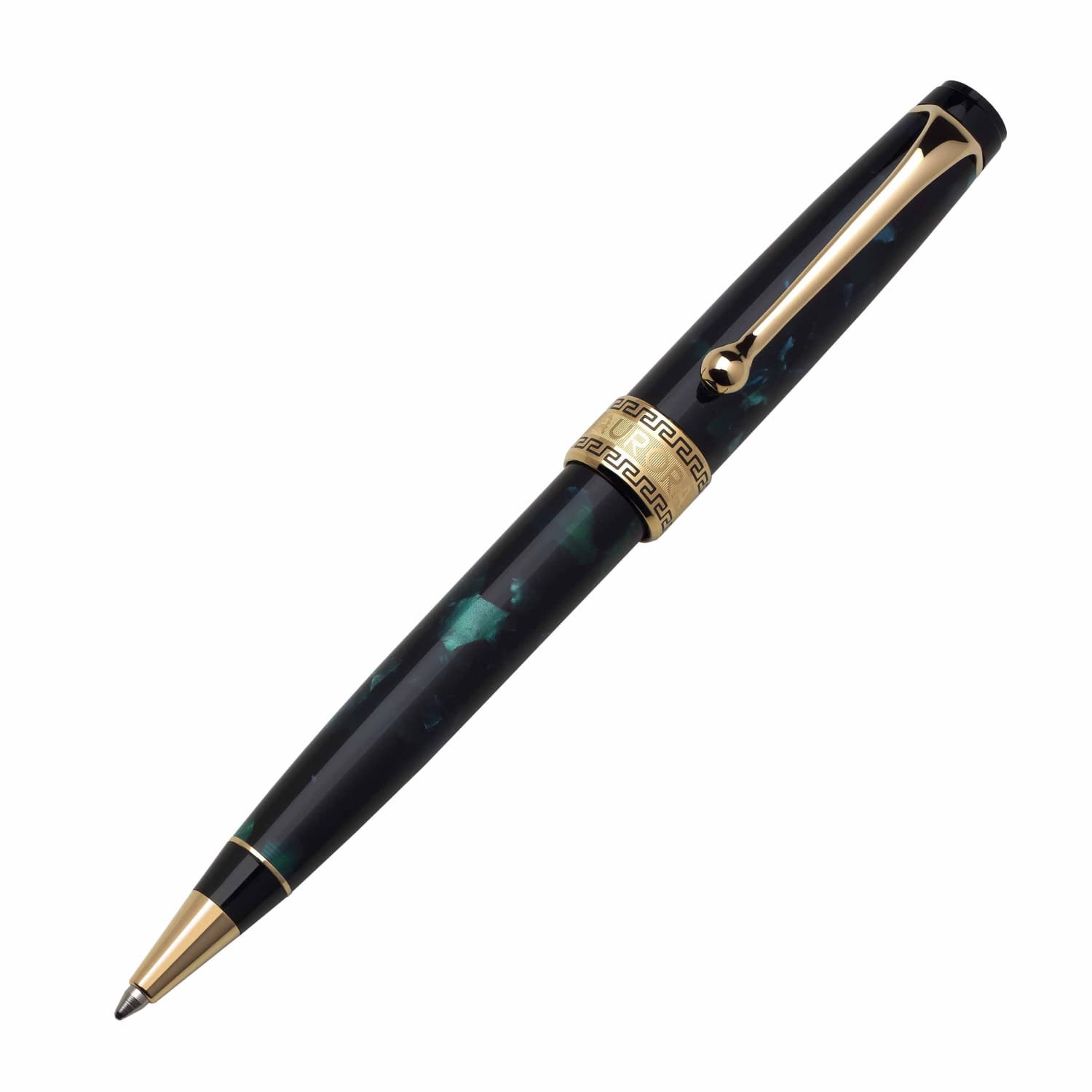 Aurora Optima Auroloide Emerald Green Ballpoint Pen with Gold Trim - Premium Writing Instrument for Business, Gifts & Collectors