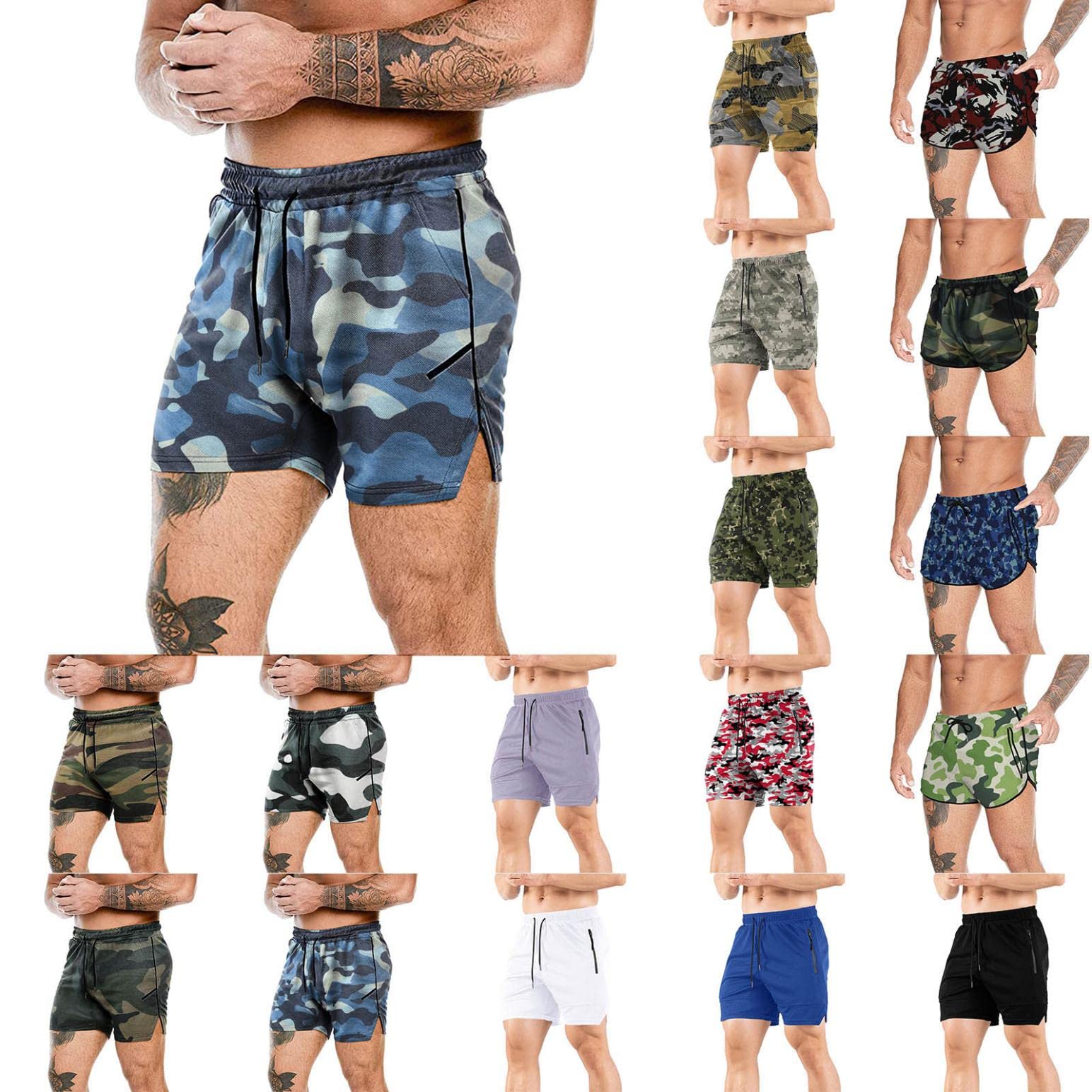 **Men's Comfort Flex Waistband Casual Shorts with Pockets - Breathable Workout & Gym Shorts for Running, Travel & Everyday Wear**