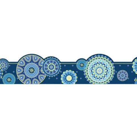 Blue Harmony Mandala Extra Wide Decorative Trim - Perfect for DIY Home Decor, Scrapbooking, and Craft Projects