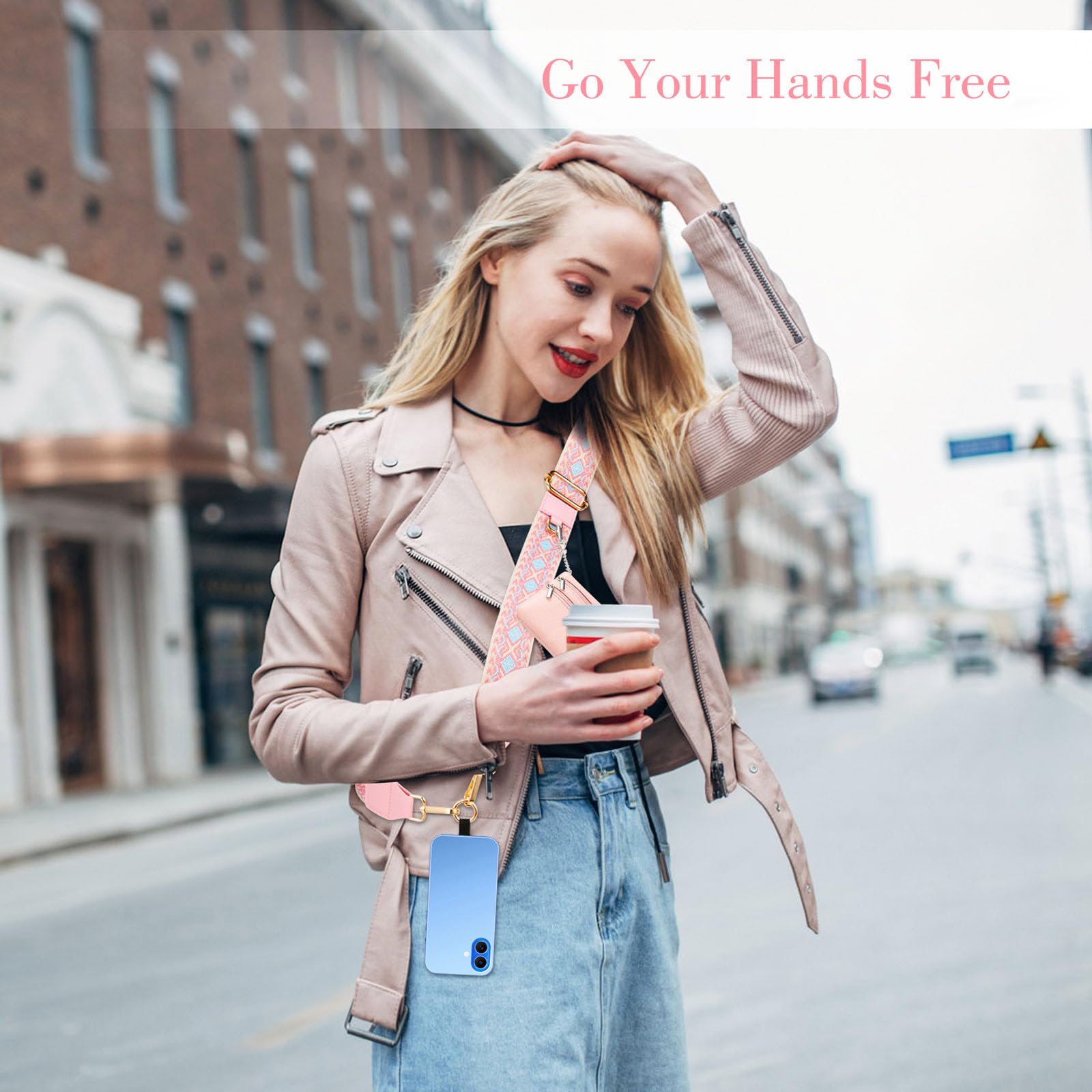 Clip and Go Adjustable Crossbody Phone Strap with Zippered Wallet Pouch - Hands-Free Phone Holder for Travel, Shopping & Outdoor Activities