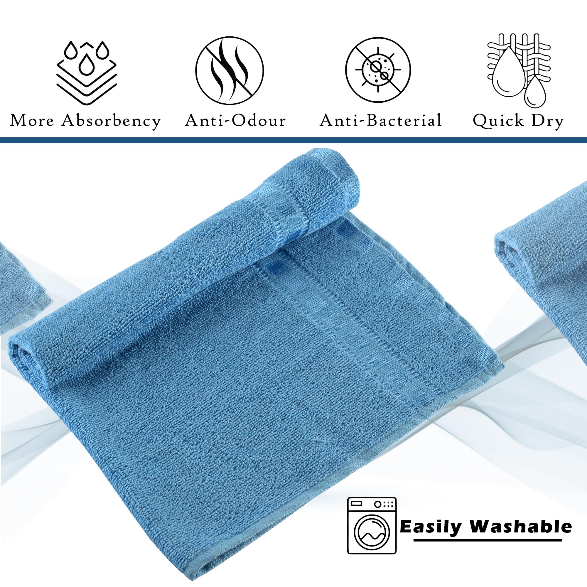 Premium Cotton Hand & Face Towels for Men & Women - Soft, Absorbent & Quick-Drying (Pack of 2, Grey & Sky Blue) | Gym, Workout, Travel & Everyday Use | Machine Washable Pocket Towels for Sports & Outdoor Activities