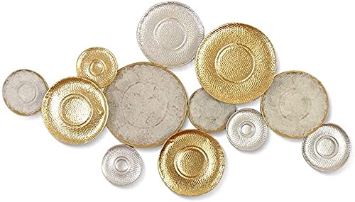 XZGDEN Modern Metal Wall Art Sculpture - Gold Foil Craft Multi Circles Wall Decor for Living Room, Bedroom & Terrace (110x61cm) - Perfect for Home Decor, Office Decor & Gift Giving