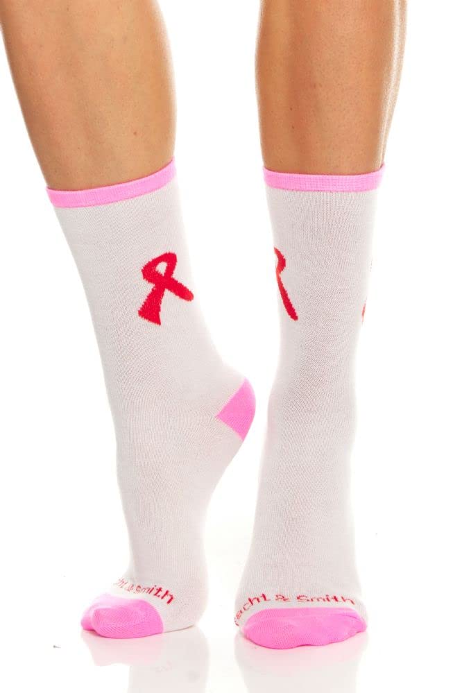 Yacht & Smith 60 Pairs Pink Ribbon Breast Cancer Awareness Socks for Women - Ankle & Crew Socks (Assorted Crew B) - Comfortable Support Socks for Cancer Survivors, Fundraisers & Awareness Events