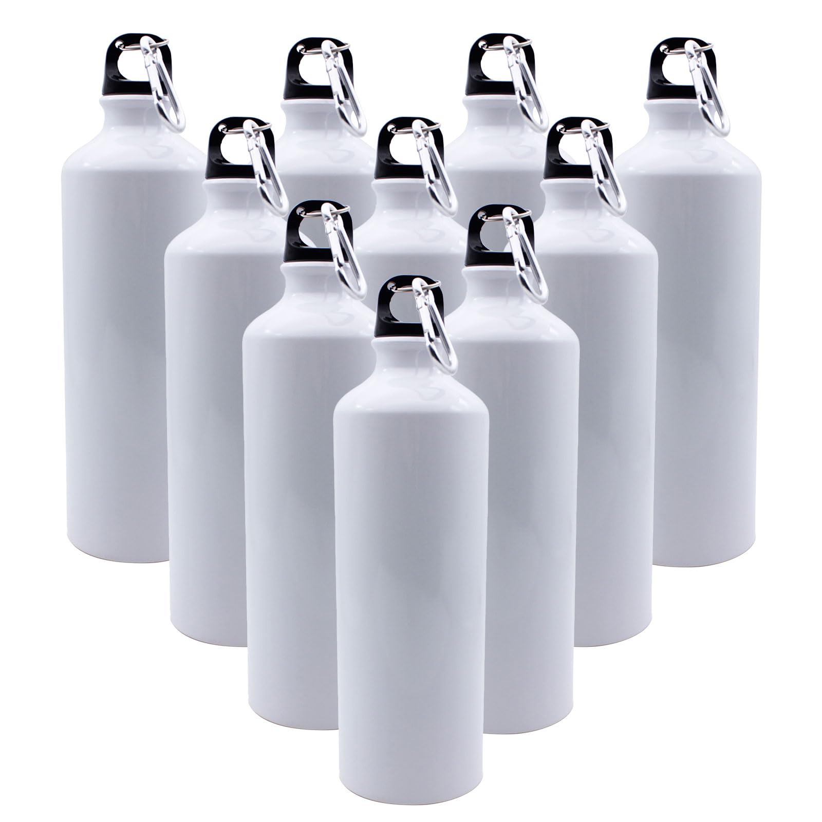 60pcs 750ml White Sublimation Aluminum Sports Water Bottles - Bulk Blank Heat Press Printing Travel Water Bottles for Gym, Hiking, Camping & Outdoor Activities