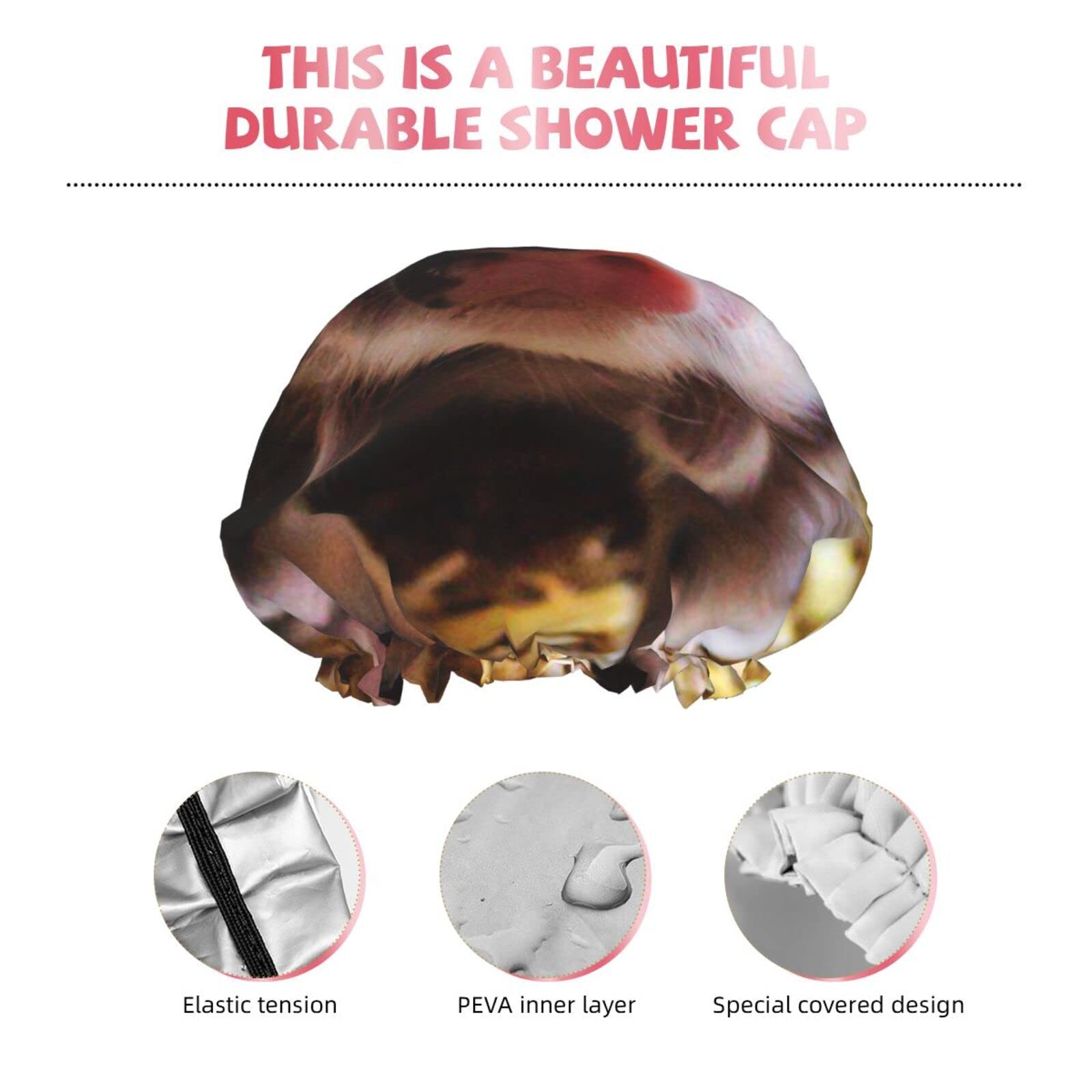 Cute Farm Animal Shower Cap for Women - Reusable Waterproof Bath Hair Cap for Shower & Bathing - Perfect for Spa, Travel, and Home Use