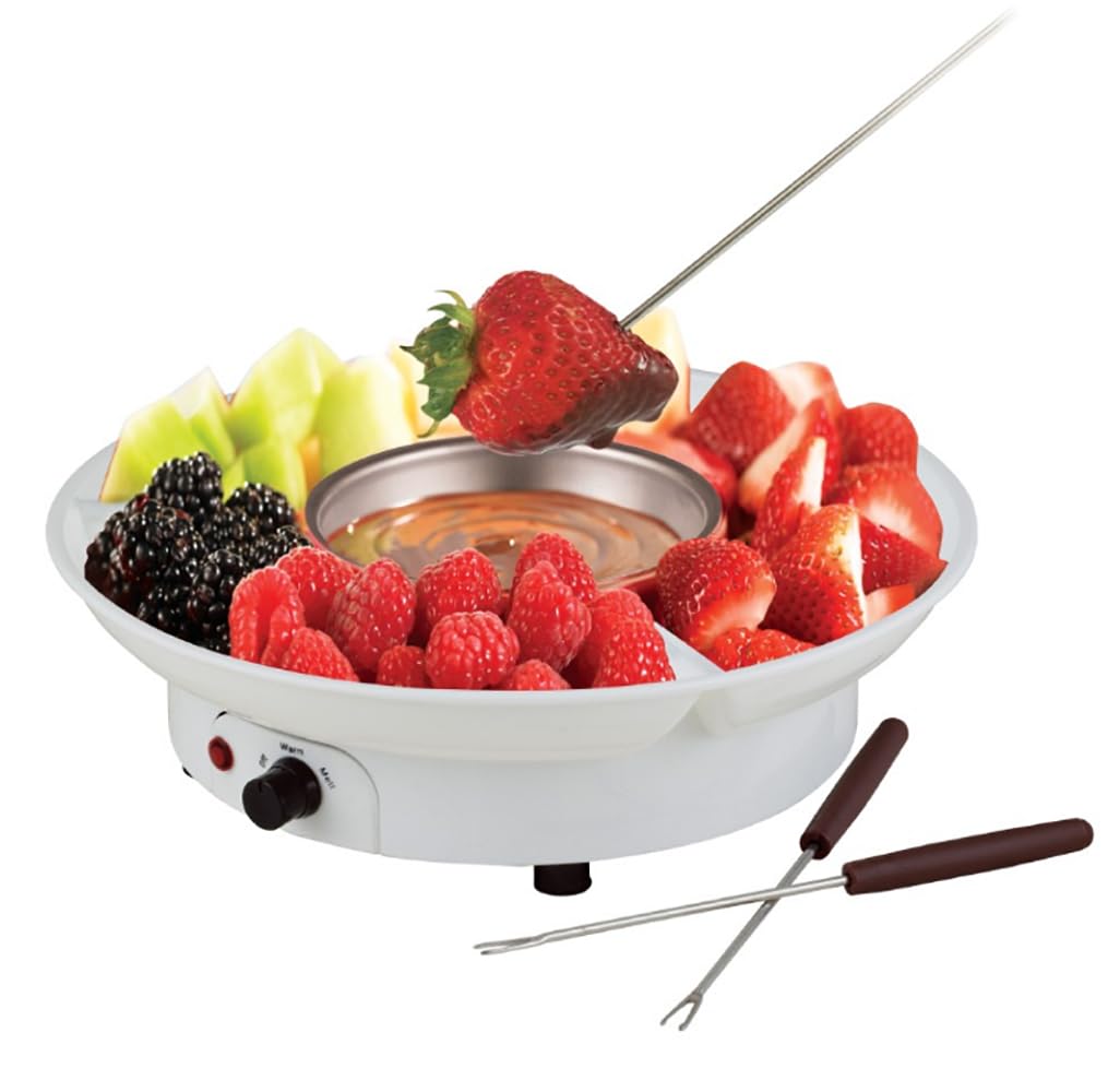 Electric Fondue Pot Set for Chocolate & Cheese - 9oz Detachable Bowl with Temperature Control & 6 Dipping Forks - Perfect for Romantic Date Nights, Movie Nights & Game Nights - Ideal Gift for Couples & Families (Black)